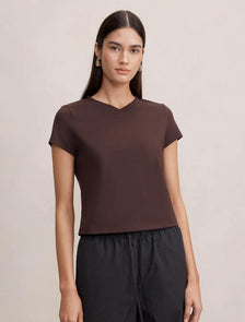 Portia V Neck Baby Tee Dark Chocolate