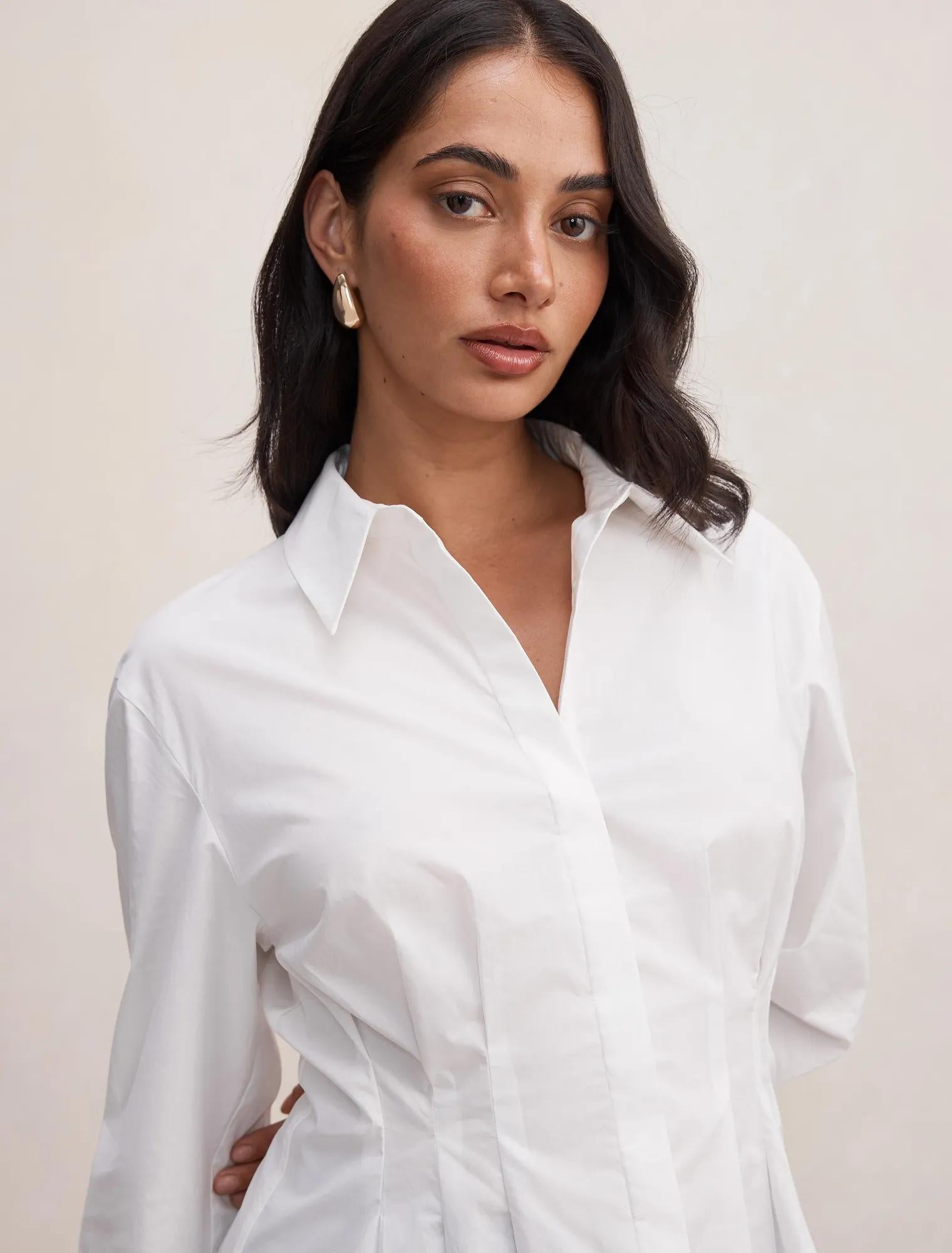 Blake Pleat Detail Shirt Porcelain