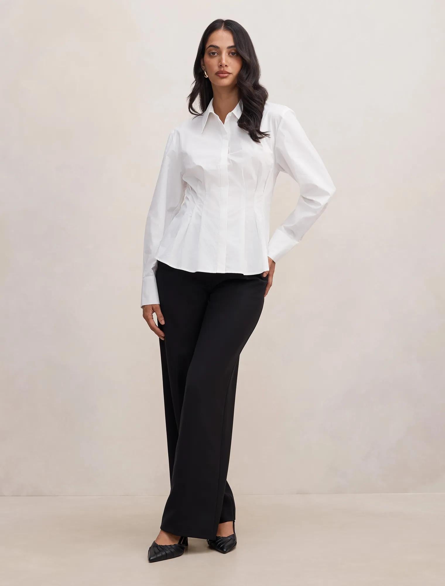 Blake Pleat Detail Shirt Porcelain