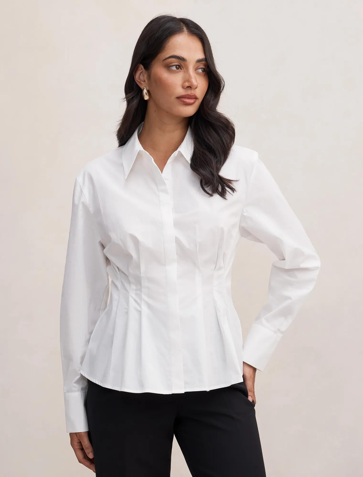 Blake Pleat Detail Shirt Porcelain