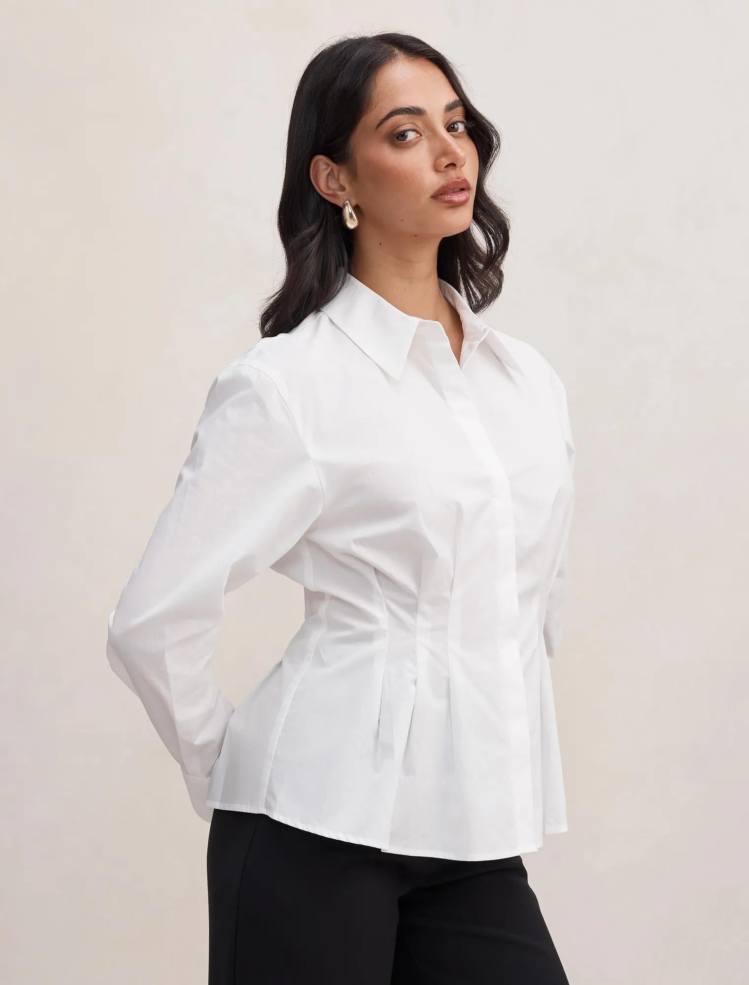 Blake Pleat Detail Shirt Porcelain