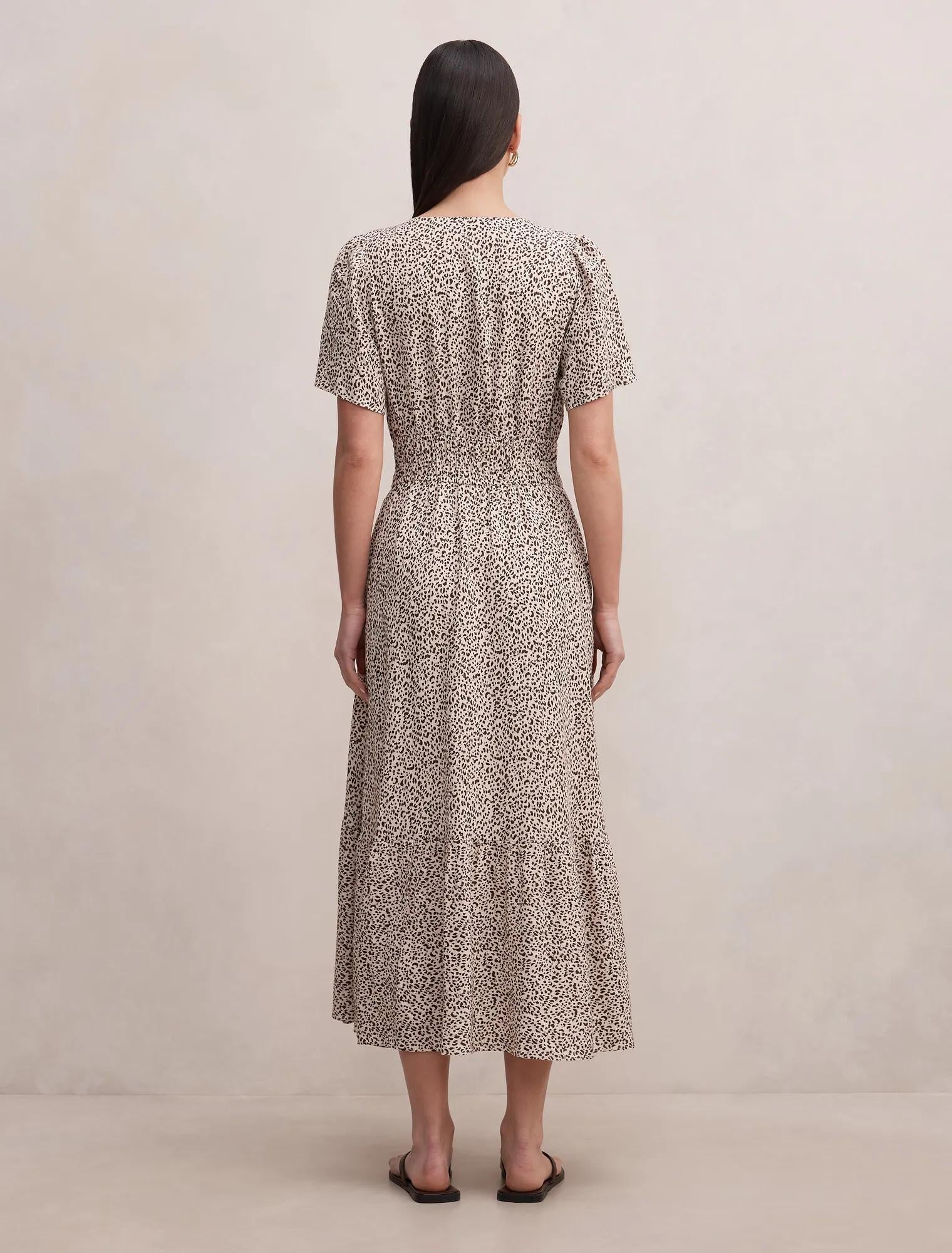 Eleanor Printed Midi Dress Neutral Spot