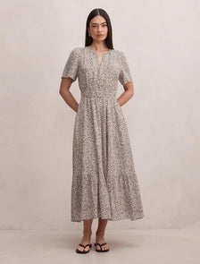 Eleanor Printed Midi Dress Neutral Spot