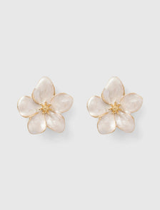 Faith Enamel Flower Earrings Ivory/Gold_mannequin