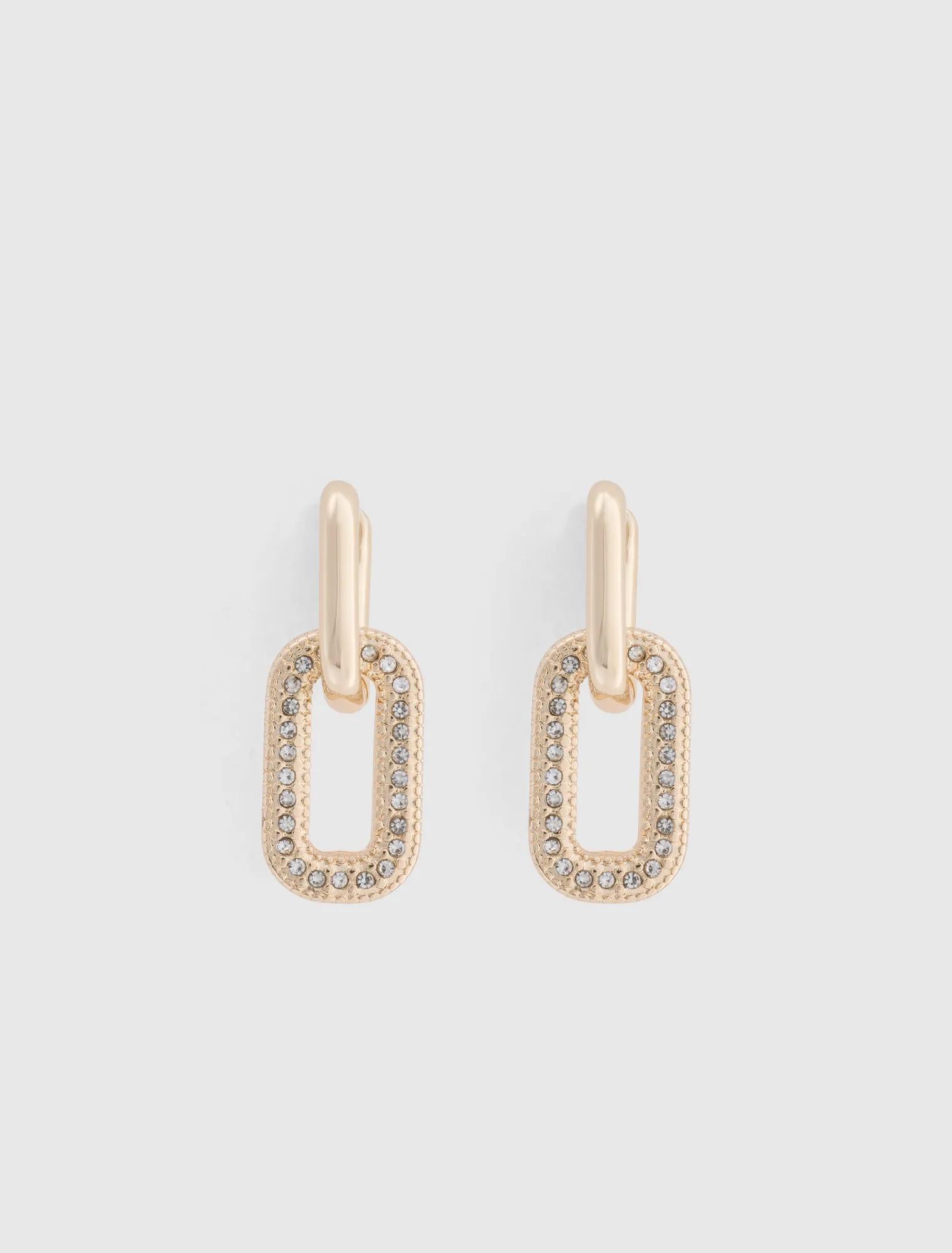 Sunny Small Link Earrings Gold/Crystal_mannequin