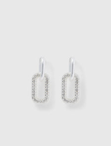 Sunny Small Link Earrings Silver/ Crystal_mannequin