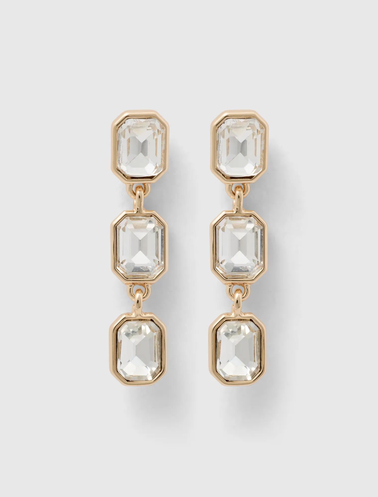 Bailey Baguette Drop Earrings Gold/Crystal_mannequin