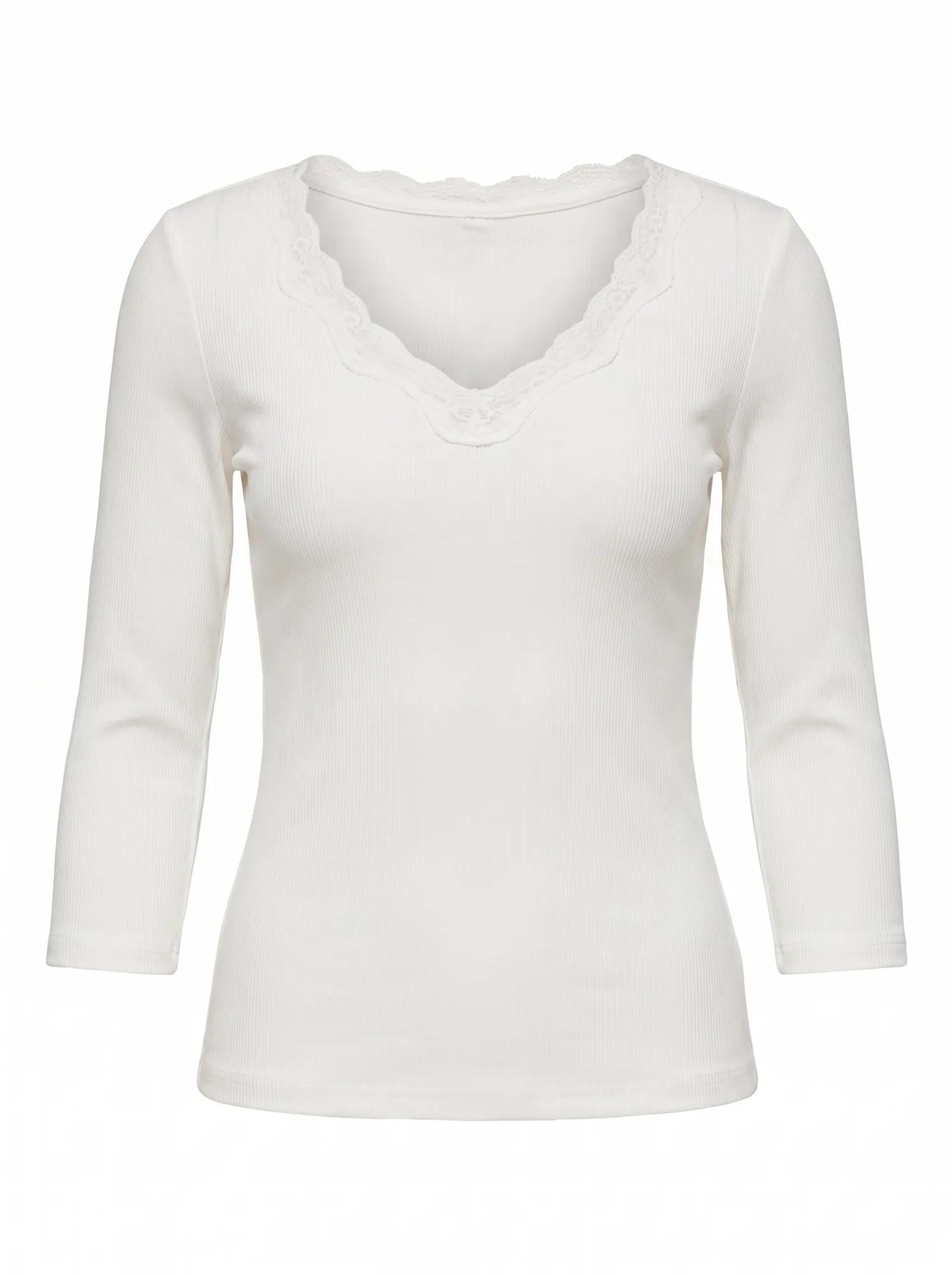 Selena Lace Trim 3/4 Sleeve Porcelain