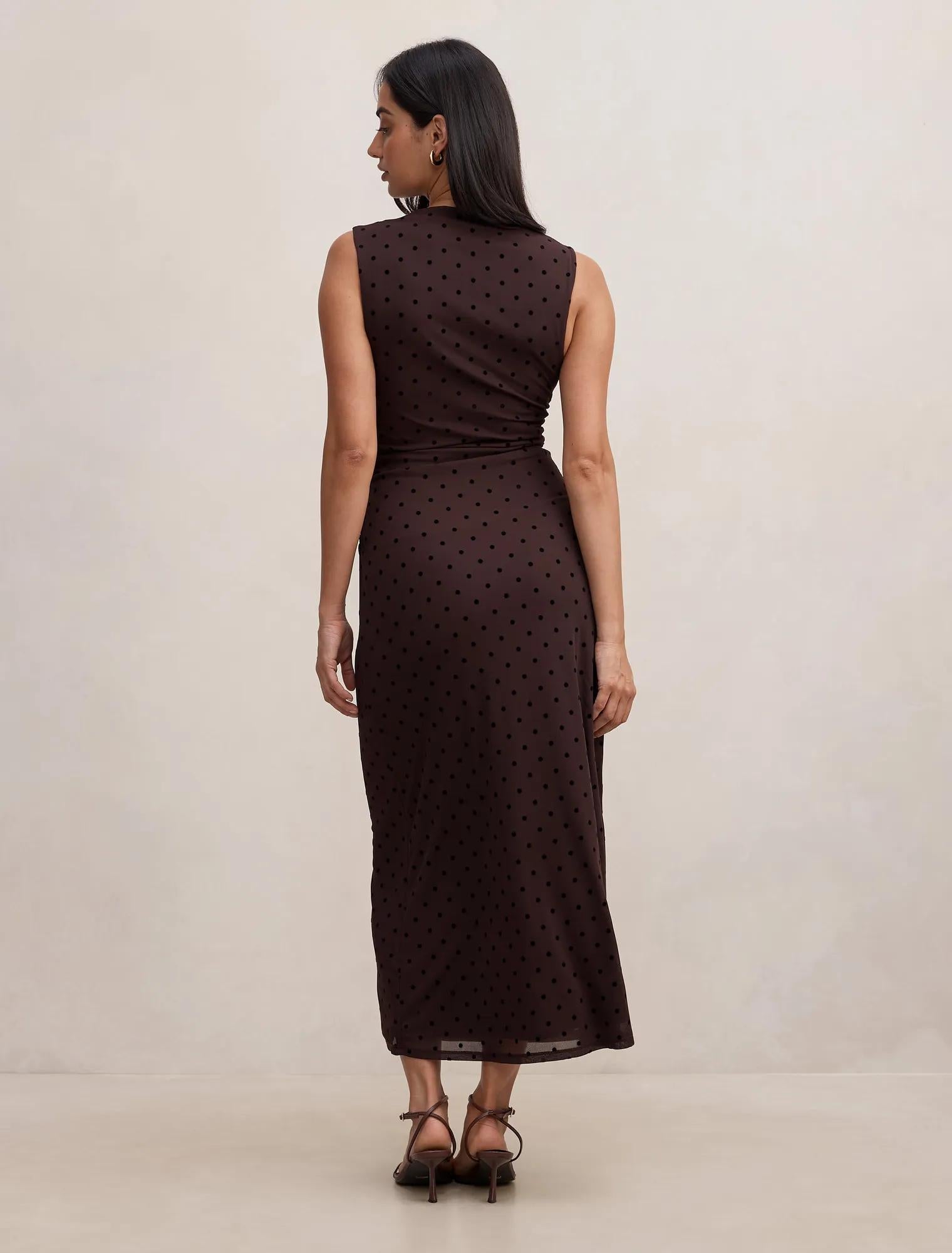Allegra Spot Mesh Midi Dress
