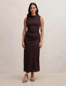 Allegra Spot Mesh Midi Dress