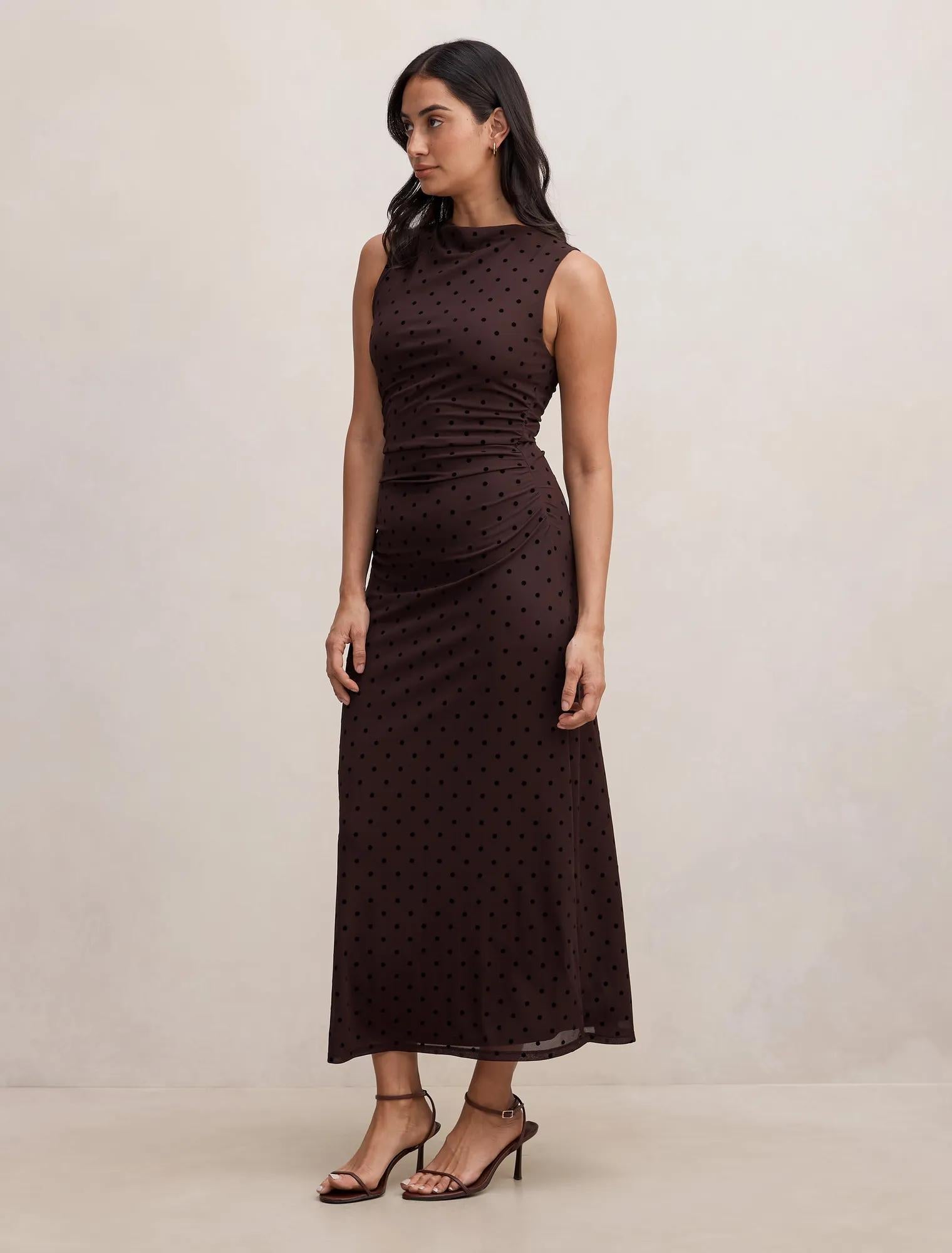 Allegra Spot Mesh Midi Dress