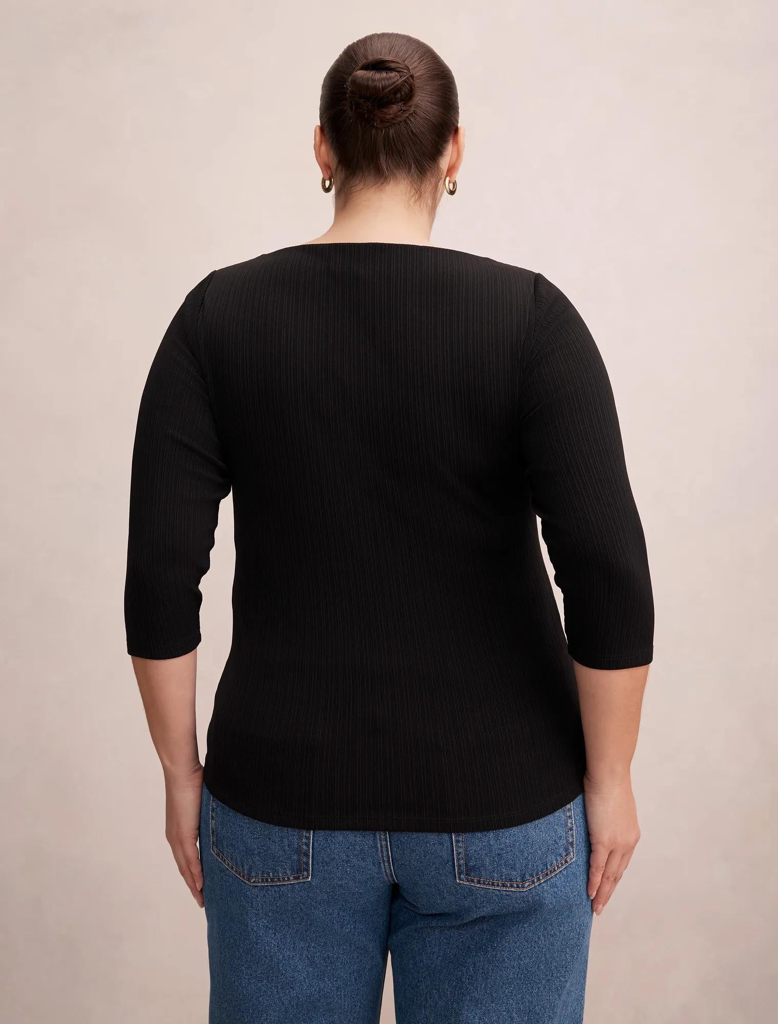 Frankie Curve 3/4 Sleeve Top Black