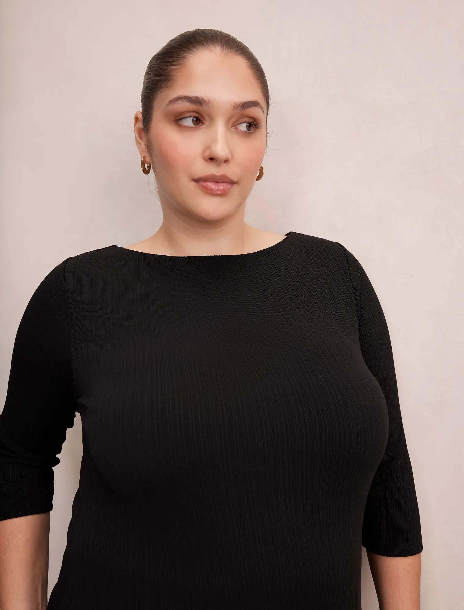 Frankie Curve 3/4 Sleeve Top Black