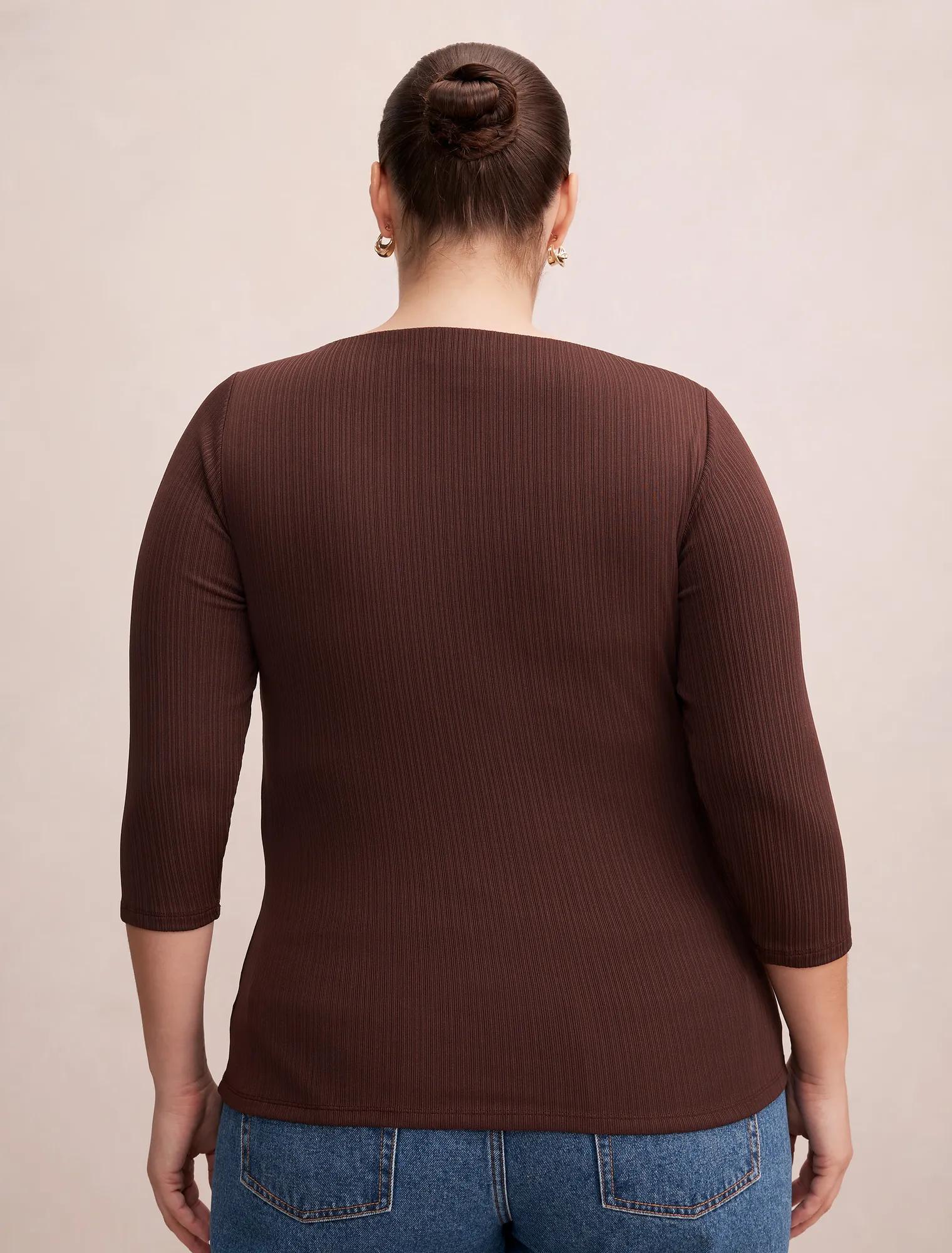 Frankie Curve 3/4 Sleeve Top Chocolate