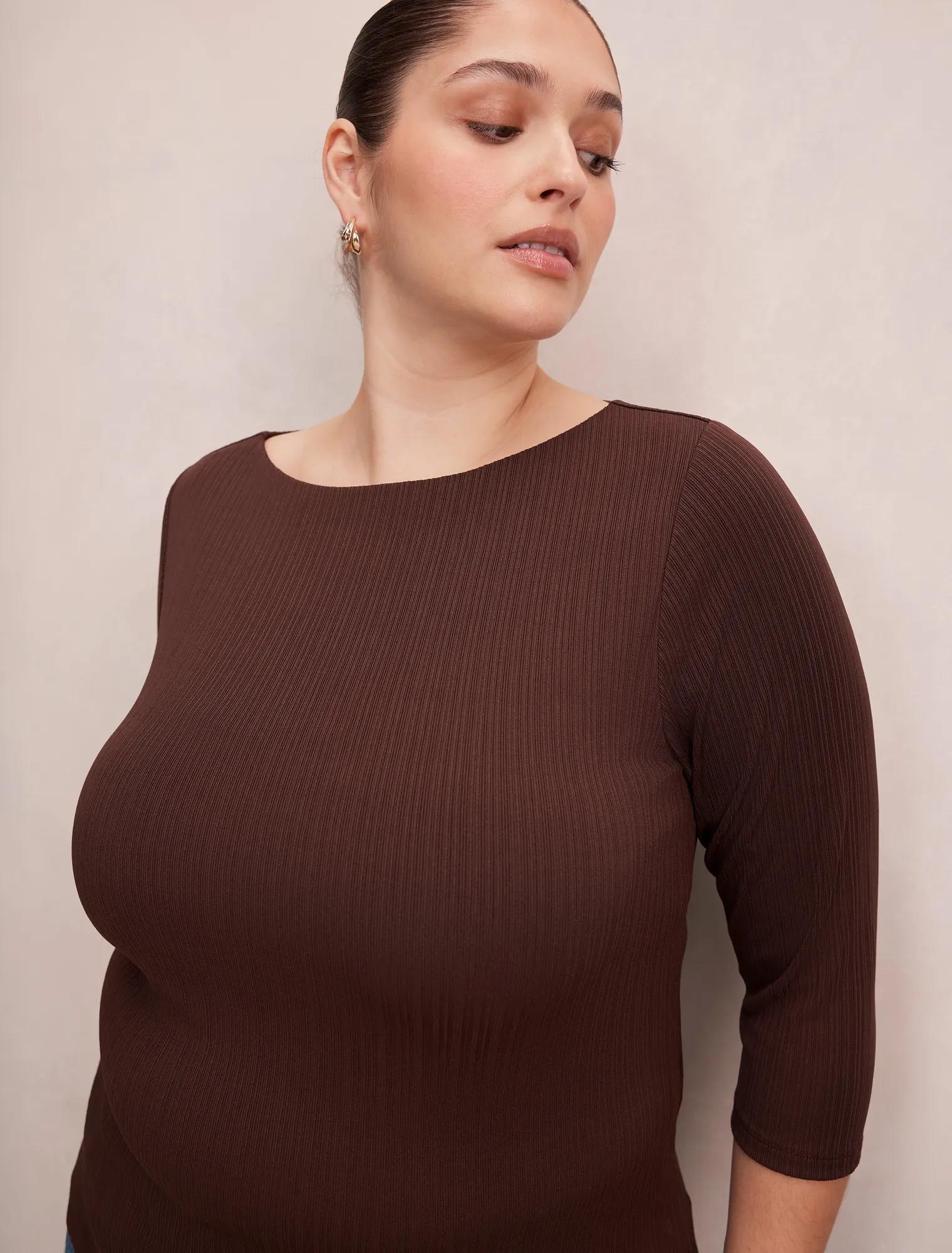 Frankie Curve 3/4 Sleeve Top Chocolate
