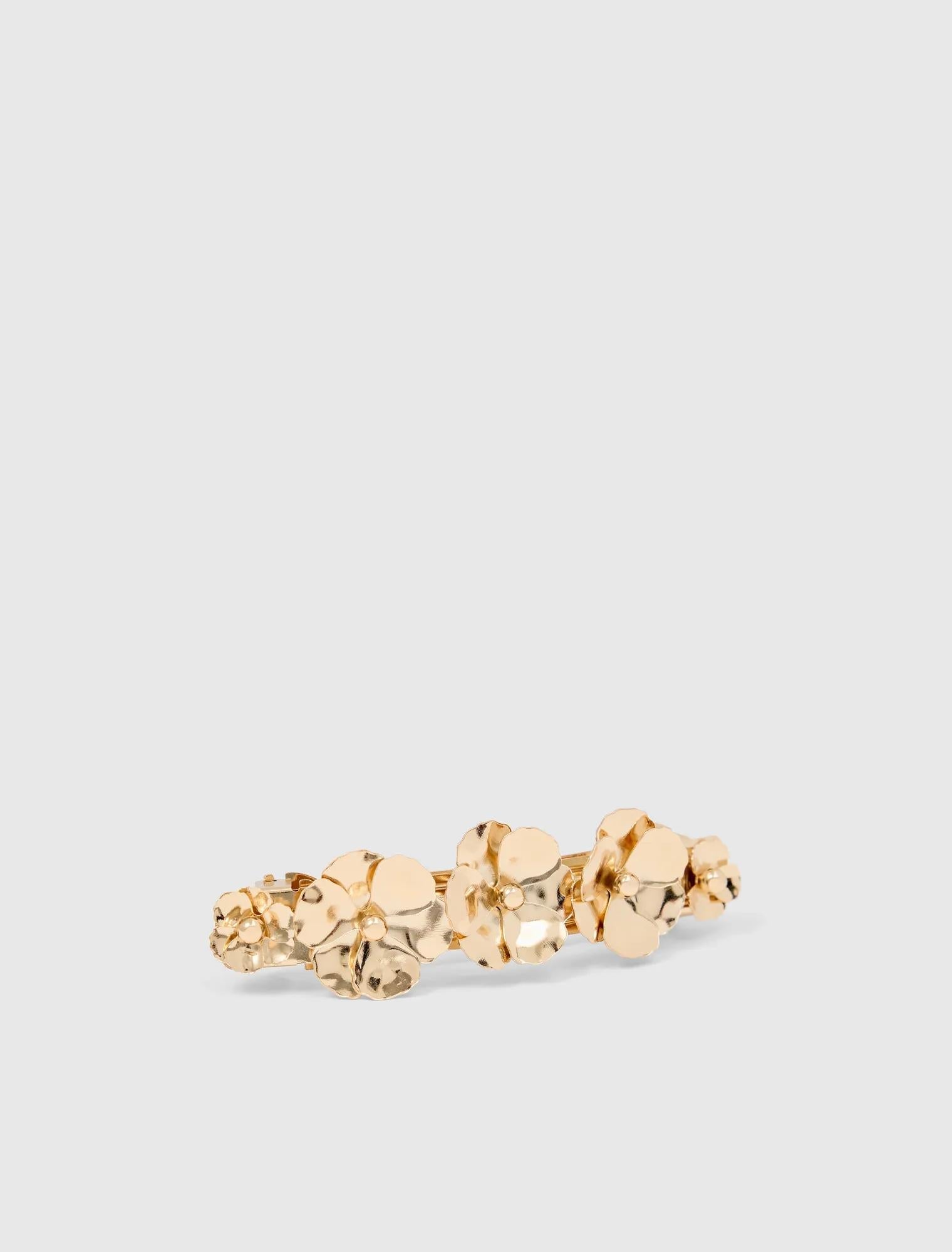 Mariella Metal Flower Barrette Gold