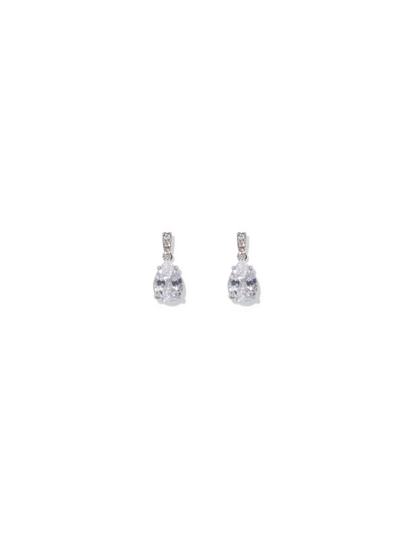 Armelle Tear Drop CZ Earrings Silver_mannequin