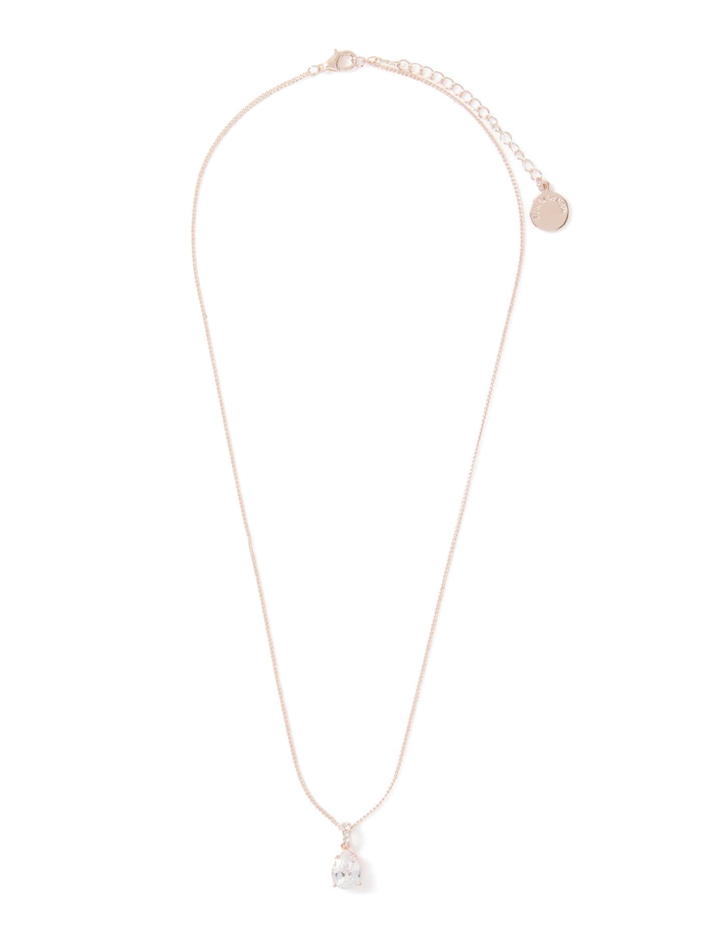 Armelle Tear Drop CZ Pendant Rose Gold_mannequin
