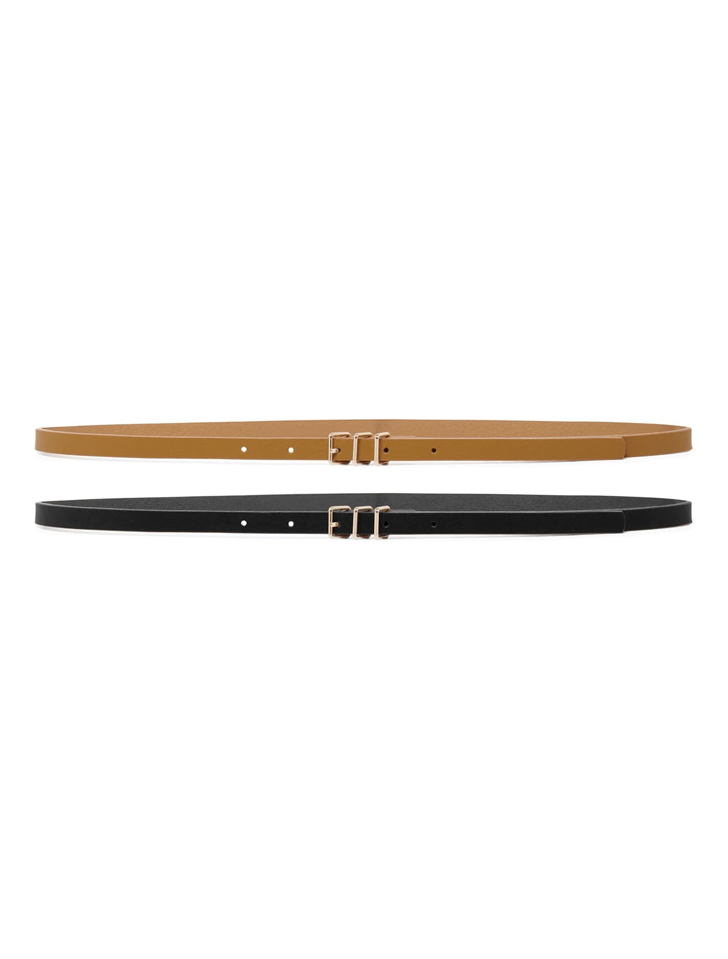 Nina Skinny Belt 2 Pack Black/Tan_mannequin