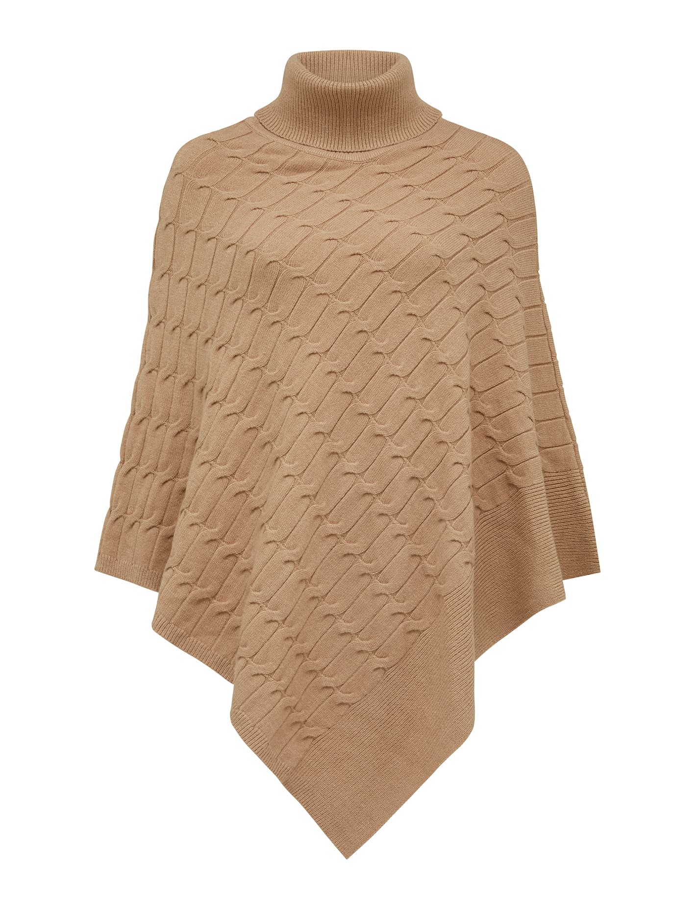 Ruby Cable Knit Poncho Almond_mannequin