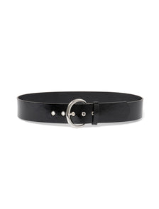 Ivy Metal Buckle Waist Belt Black Patent_mannequin