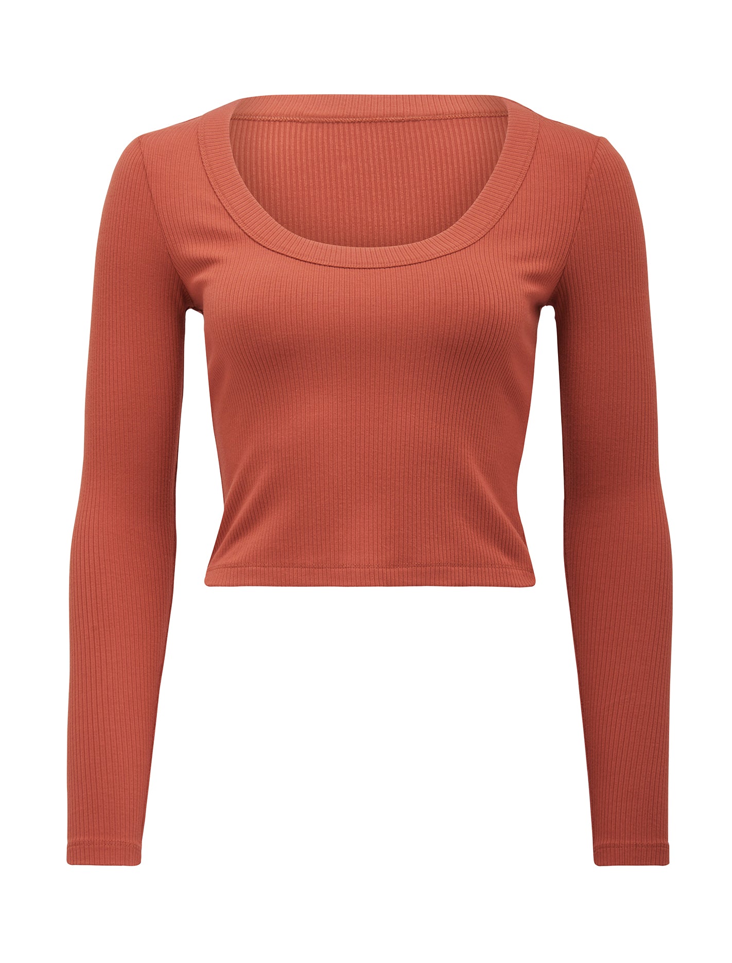 Sienna Petite Scoop Neck Long Sleeve Rust_mannequin