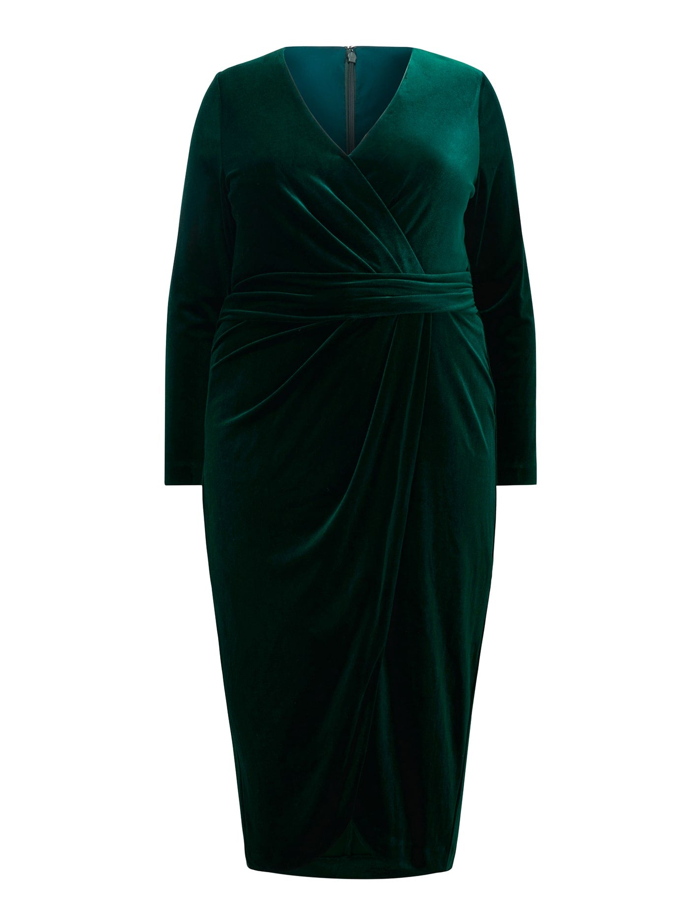 Antionette Curve Wrap Midi Dress Dark Green_mannequin