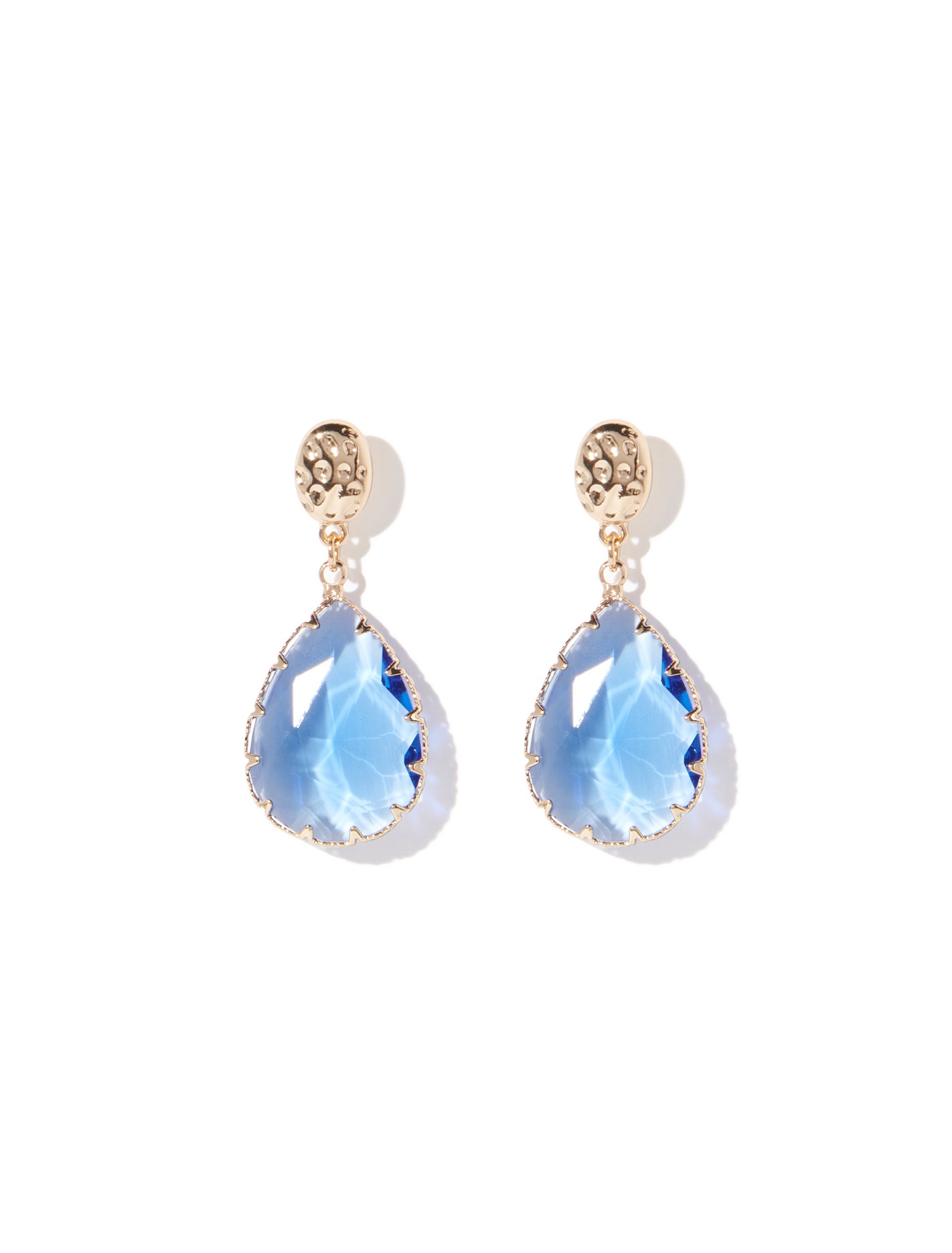 Paris Translucent Stone Teardrop Earring Gold/Blue_mannequin