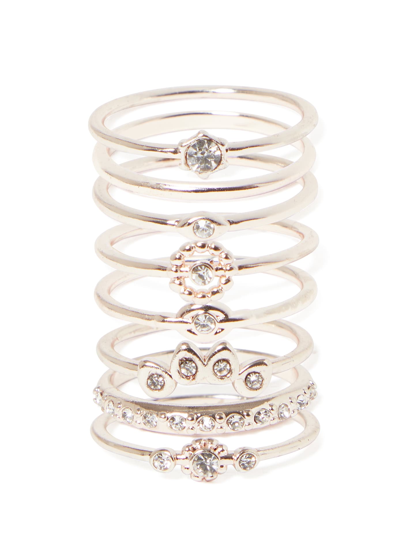 Amber Delicate Dia 8Pack Rings Rose Crystal_mannequin
