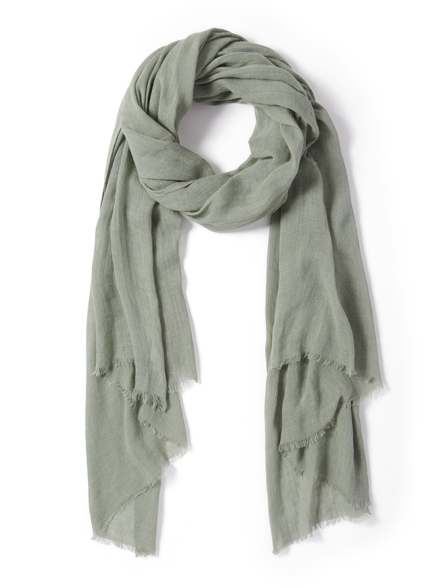 Mila Plain Linen Scarf Olive_mannequin
