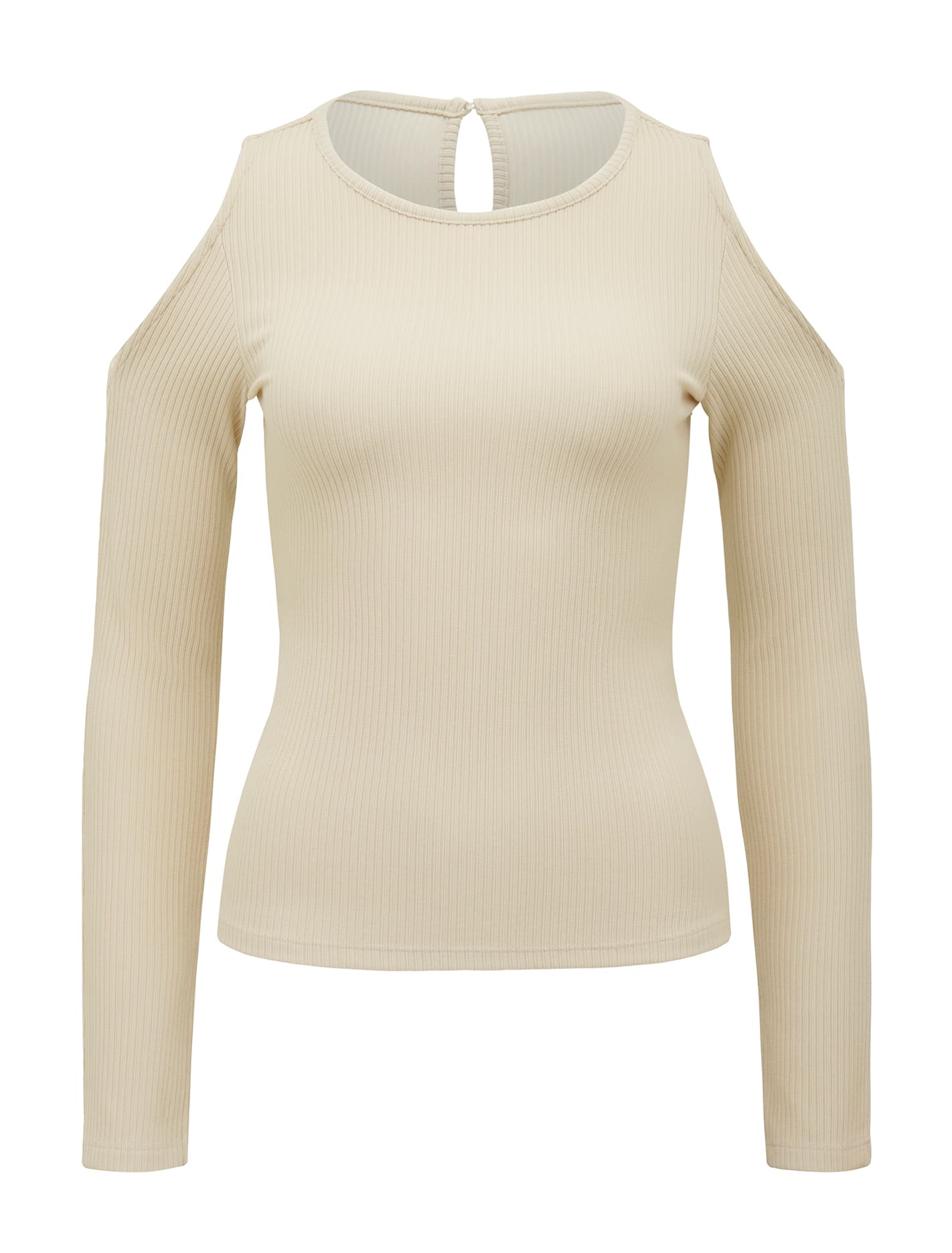Dakota Cold Shoulder Rib Top Sand_mannequin