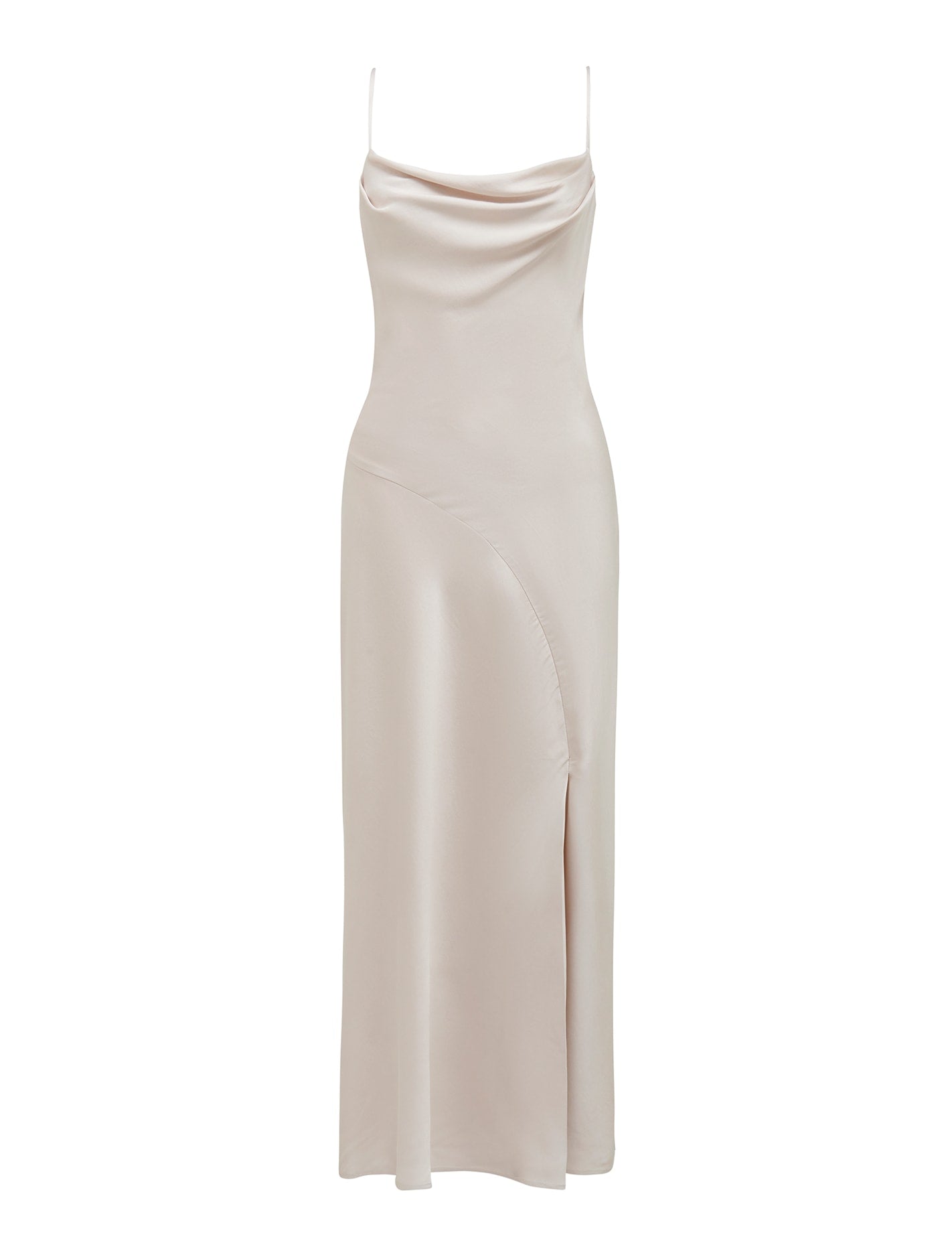 Opal Petite Bias Cowl Satin Midi Champagne_mannequin