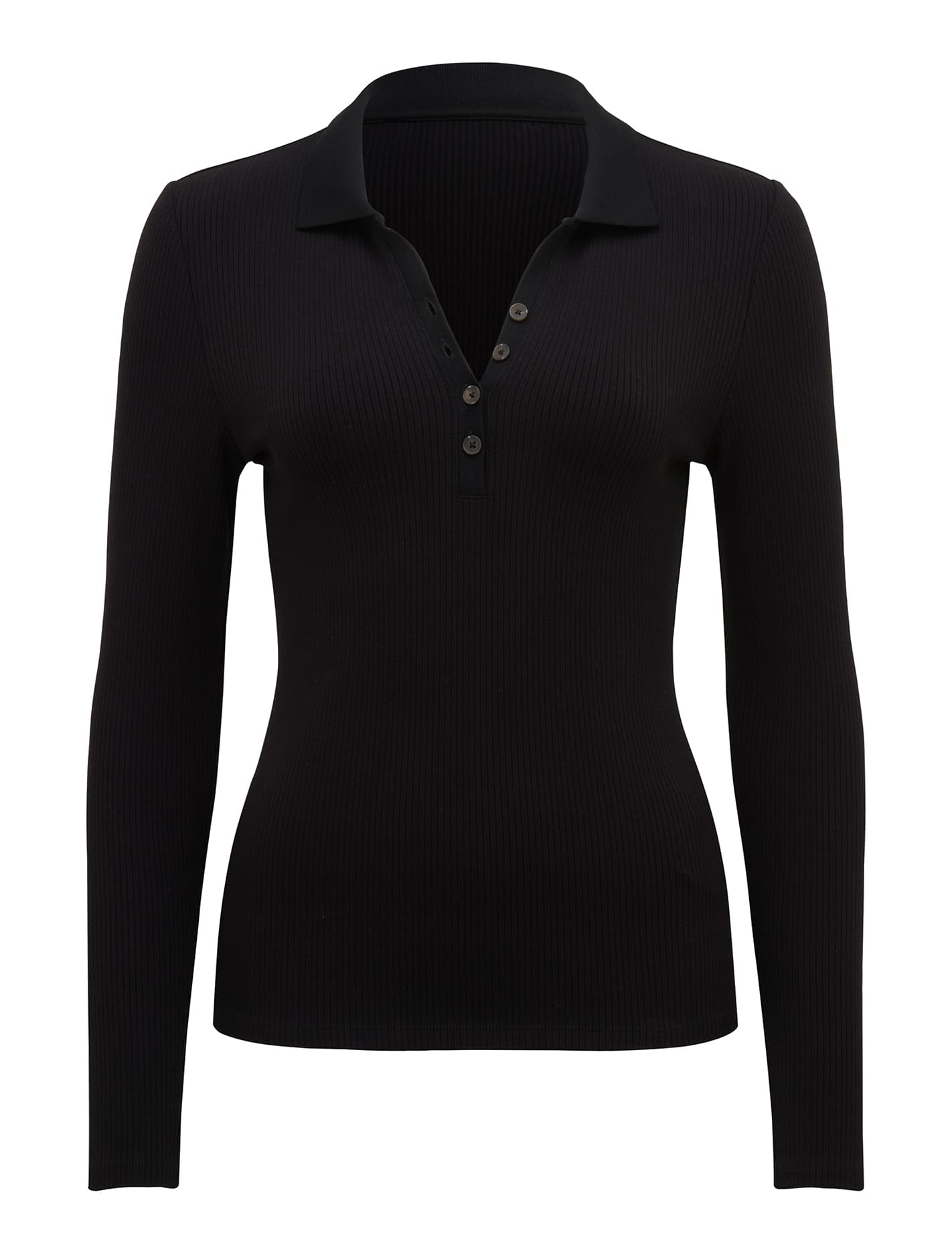 Julia Long Sleeve Polo Black_mannequin