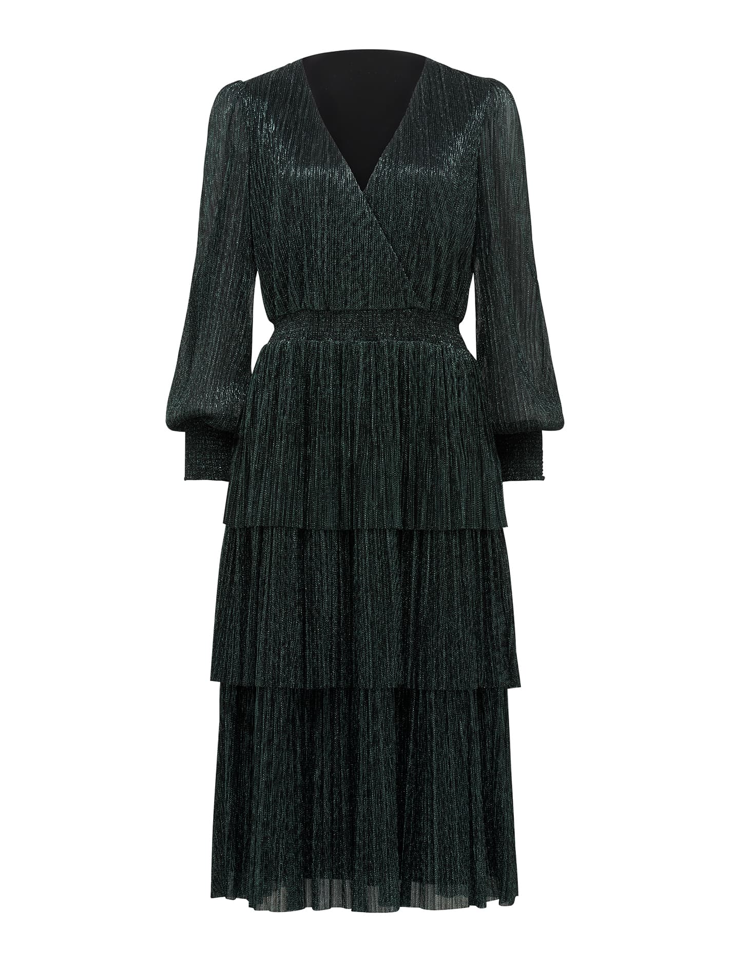 Winifred Plisse Midi Dress Dark Green_mannequin