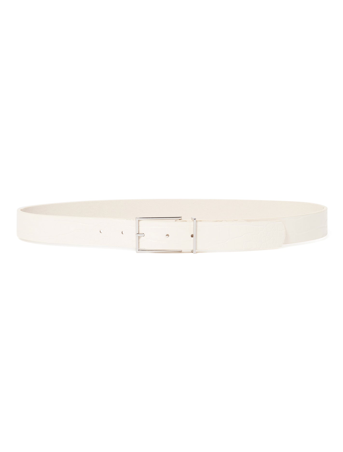 Lilian Thin Square Buckle Jeans Belt Bone Croc_mannequin