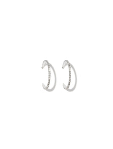 Minnie Glass Stone Fine Hoop Rhodium Crystal_mannequin