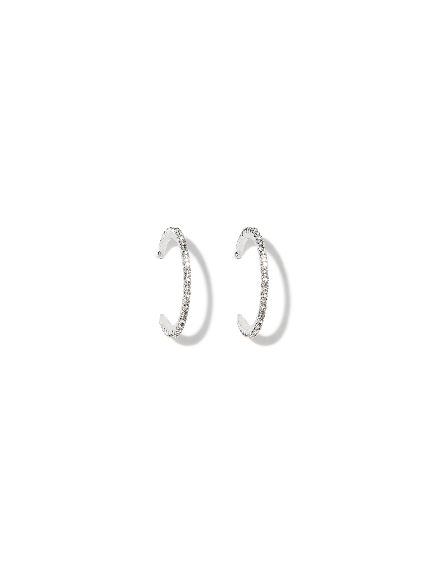 Minnie Glass Stone Fine Hoop Rhodium Crystal_mannequin