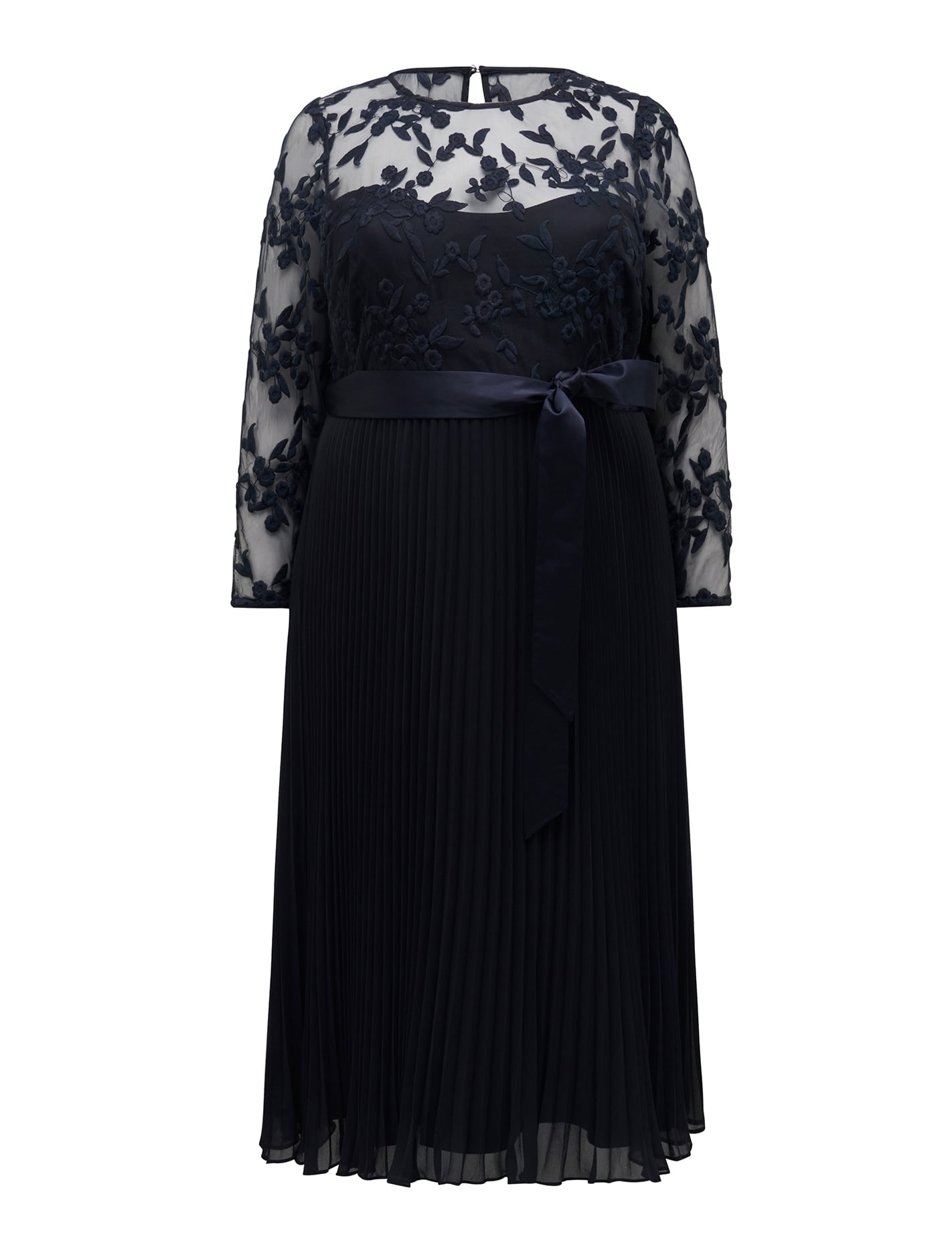 Camilla Curve 2 in 1 Embroidered Dress Navy_mannequin