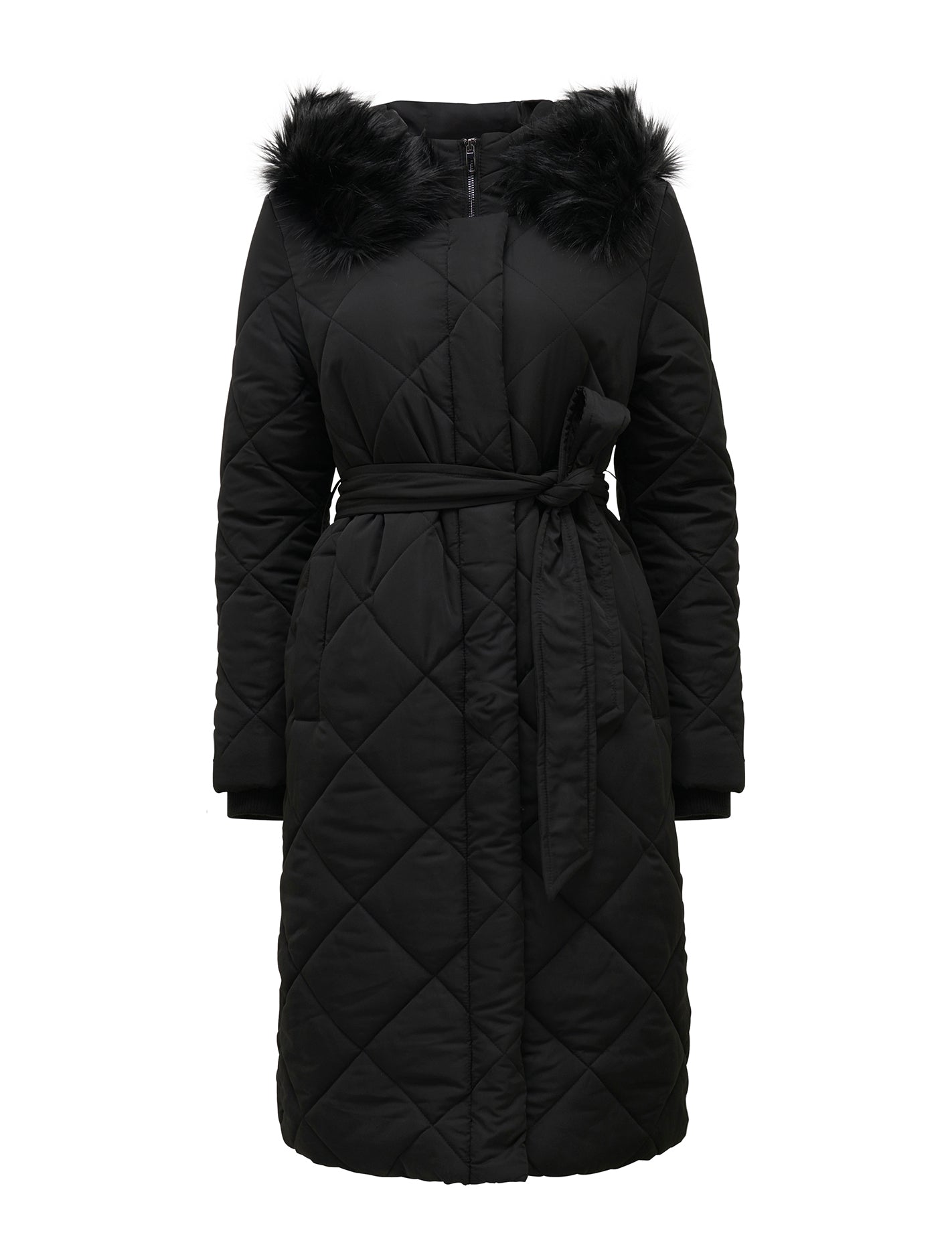 Tessa Quilted Longline Puffer Black_mannequin