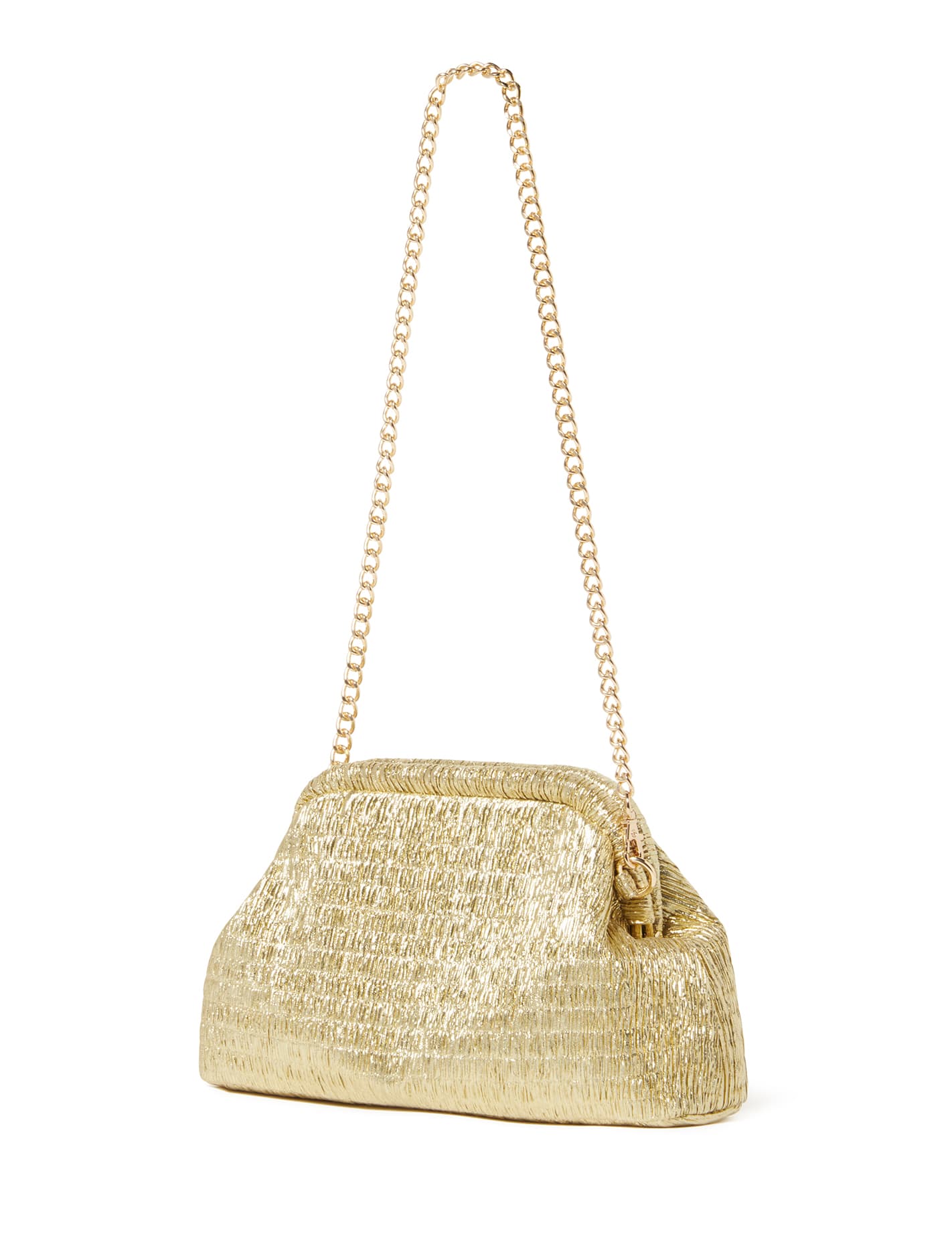 Kaia Plisse Clutch Metallic Gold_mannequin
