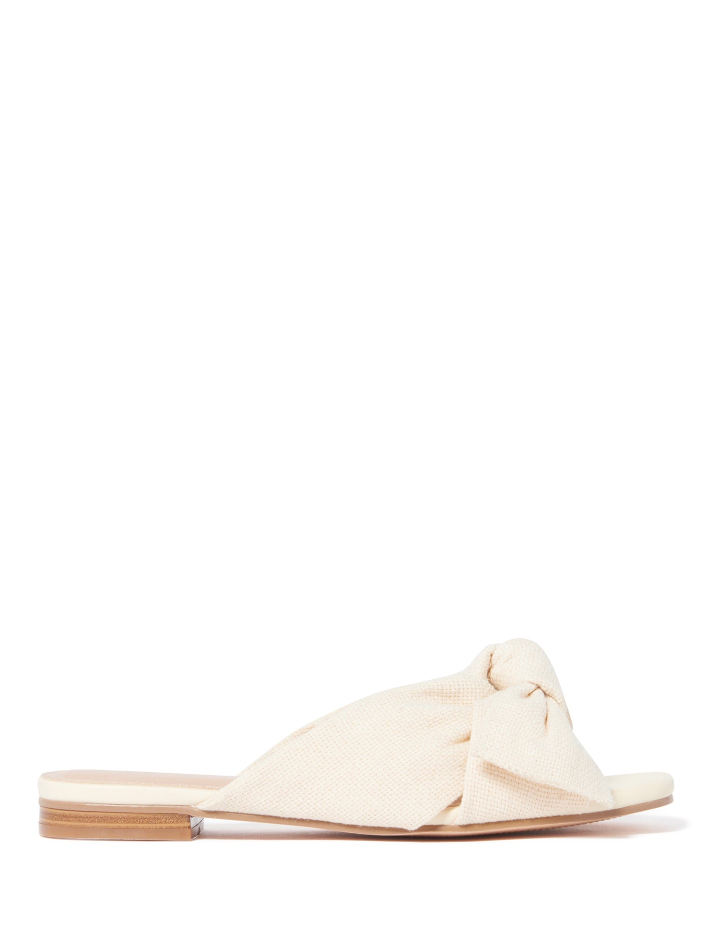 Jordan Knot Linen Slide Off White_mannequin