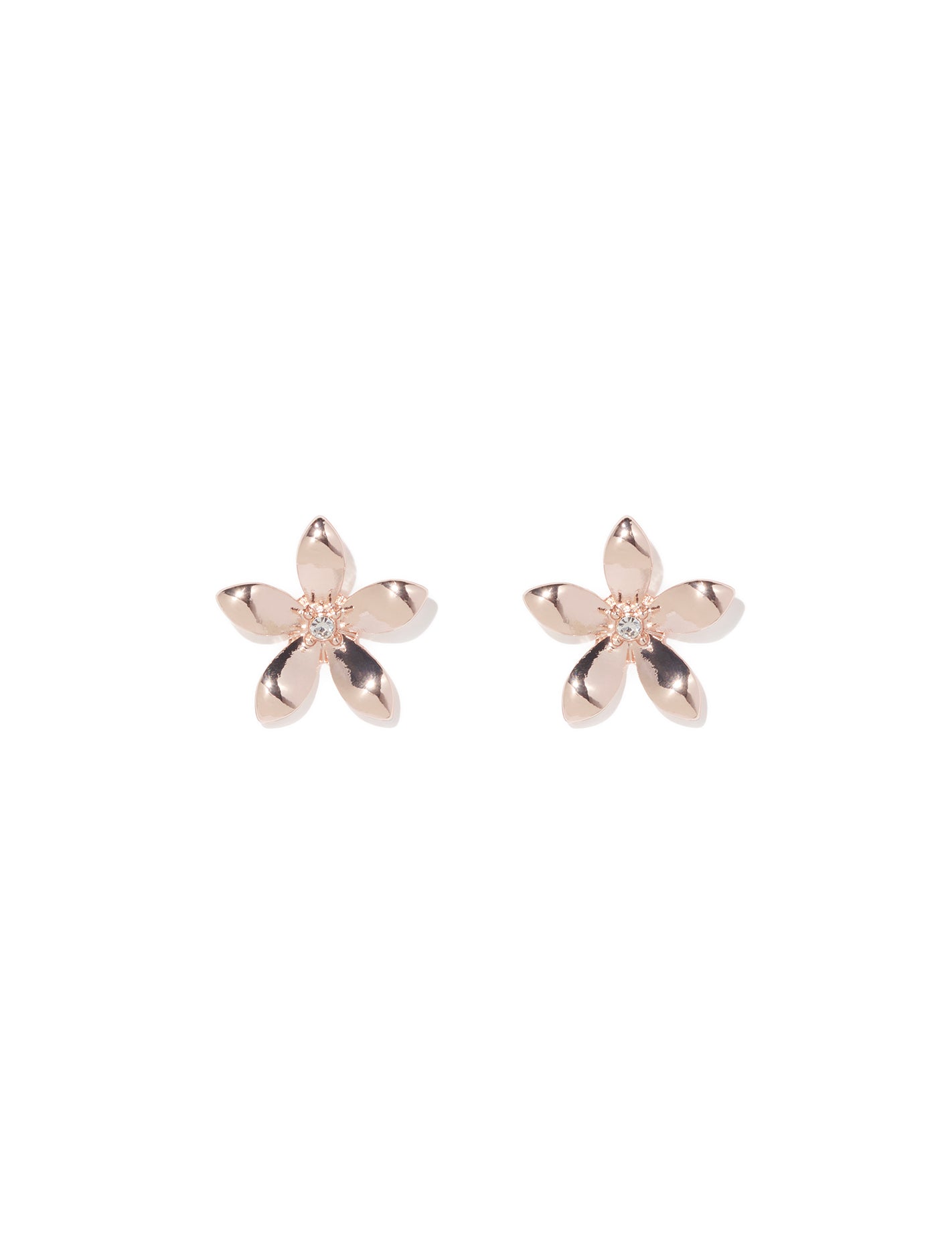 Cathy Pretty Metal Flower Earring Rose Gold_mannequin