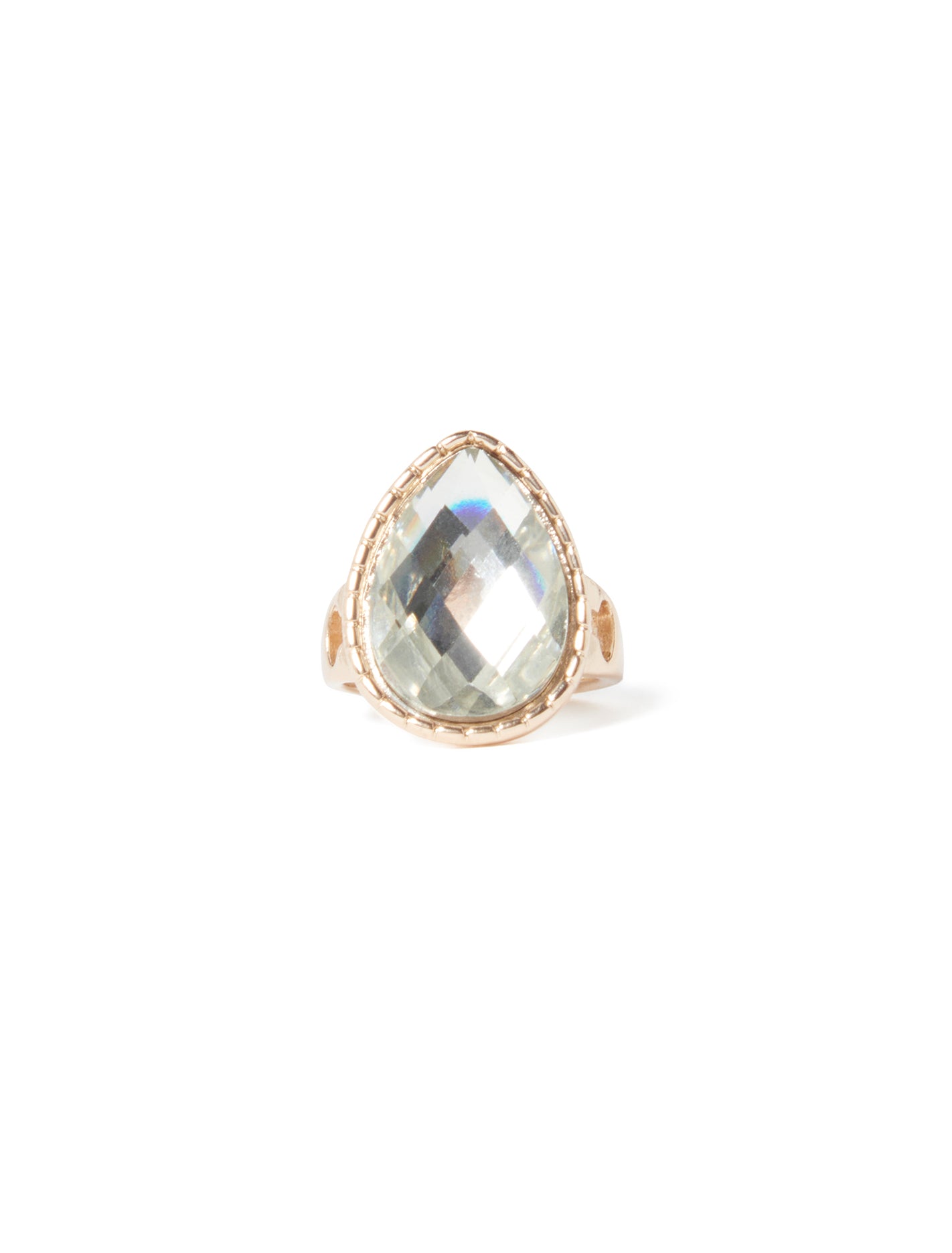 Claudia Tear Drop Stone Ring Crystal/Gold_mannequin