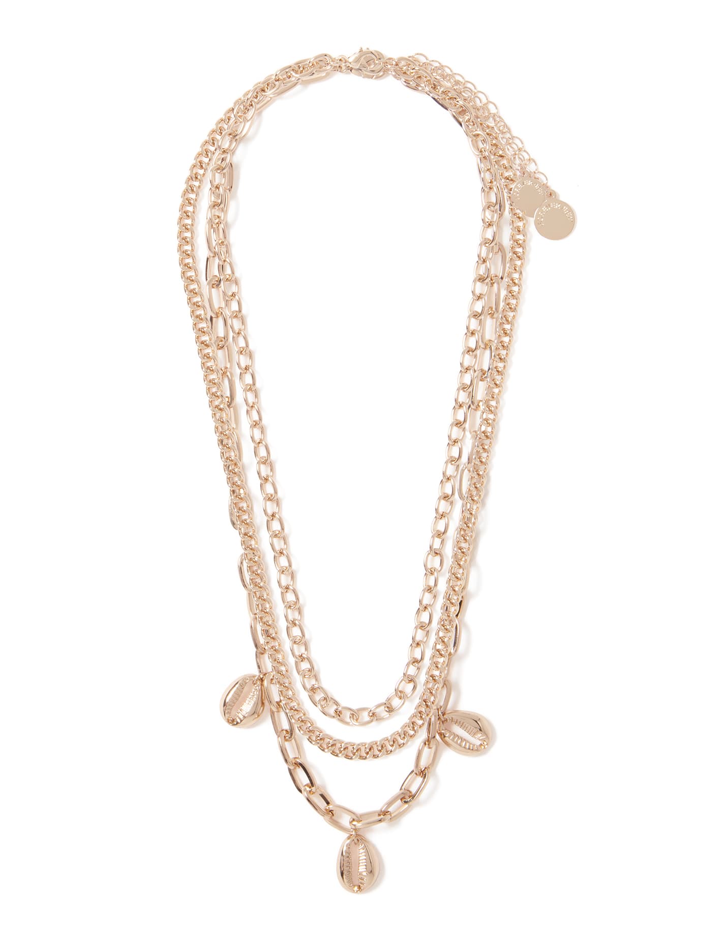 Alana Layered Metal Shell Necklace Gold_mannequin