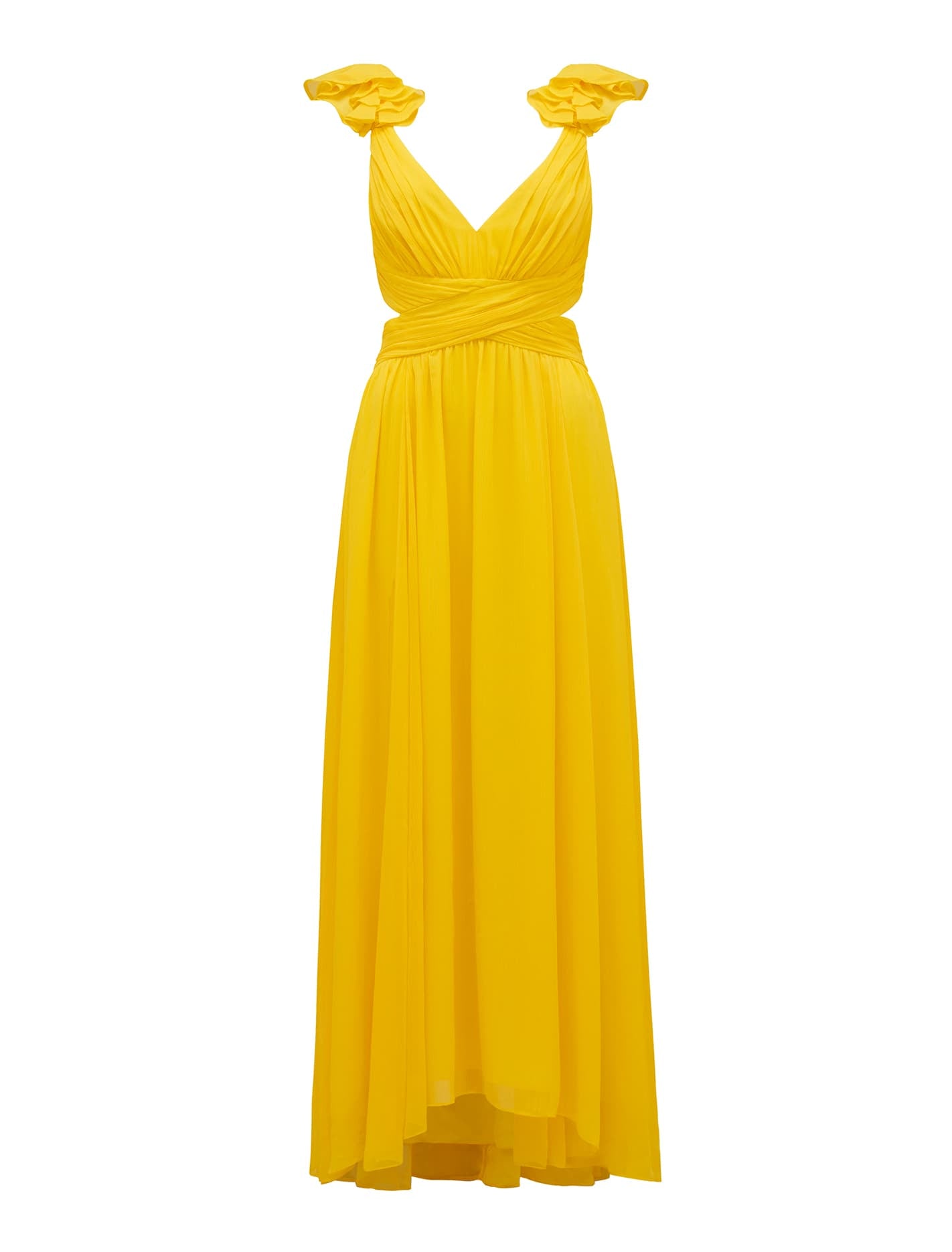Selena Ruffle Shoulder Maxi Daffodil_mannequin