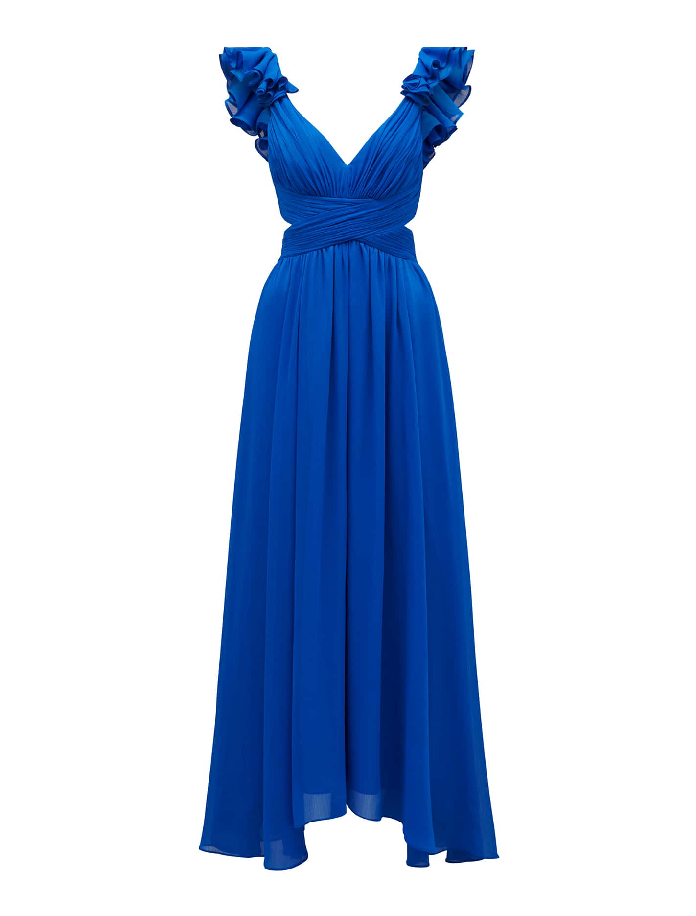 Selena Ruffle-Shoulder Maxi Dress Vivid Azure_mannequin