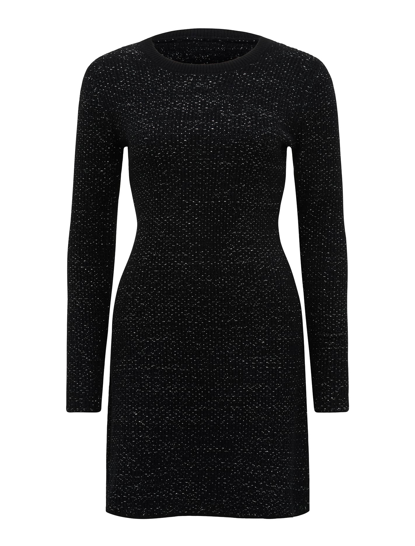 Nel Textured Mini Knit Dress Black/Metallic_mannequin