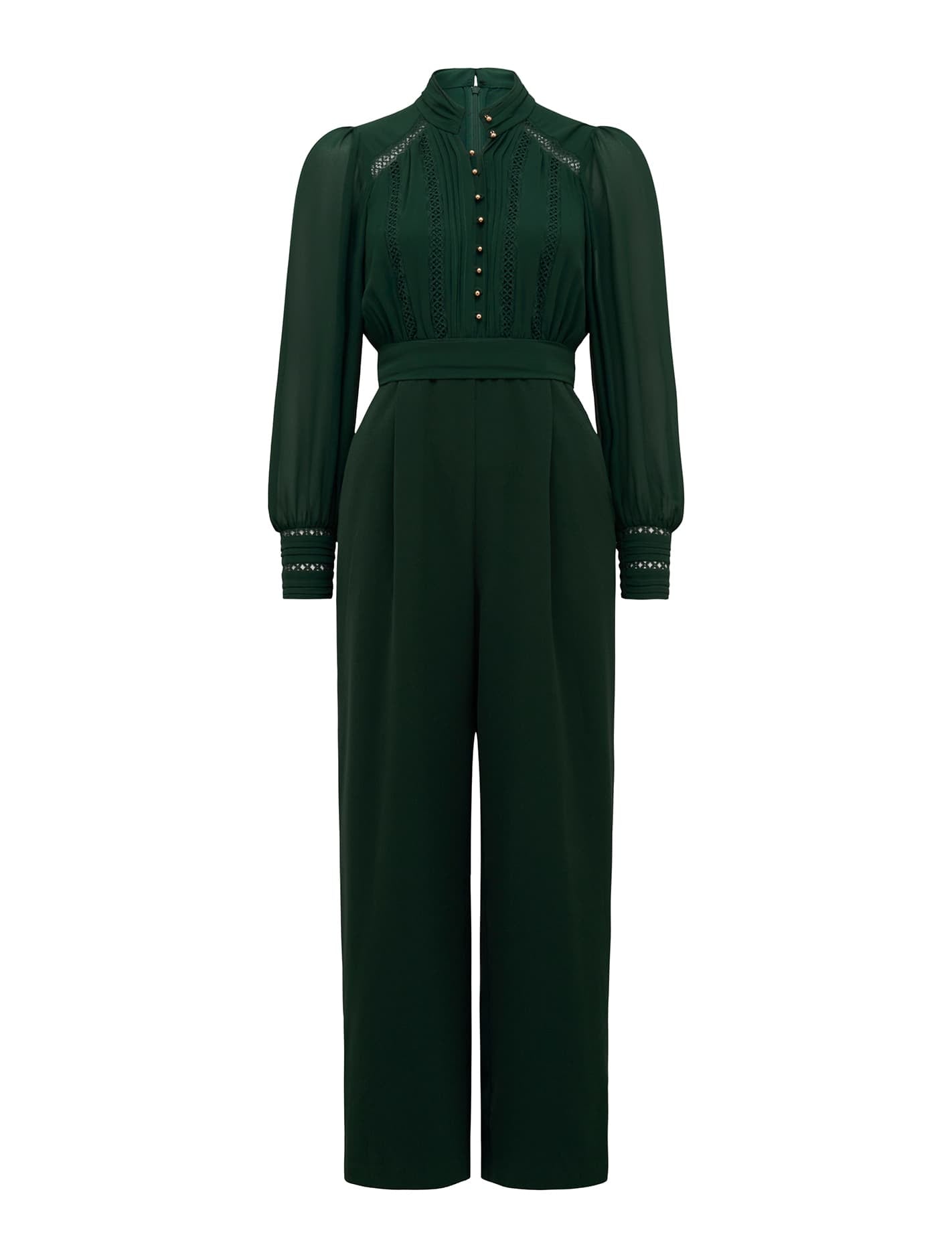 Juliette Petite Trim Detail Jumpsuit Dark Green_mannequin