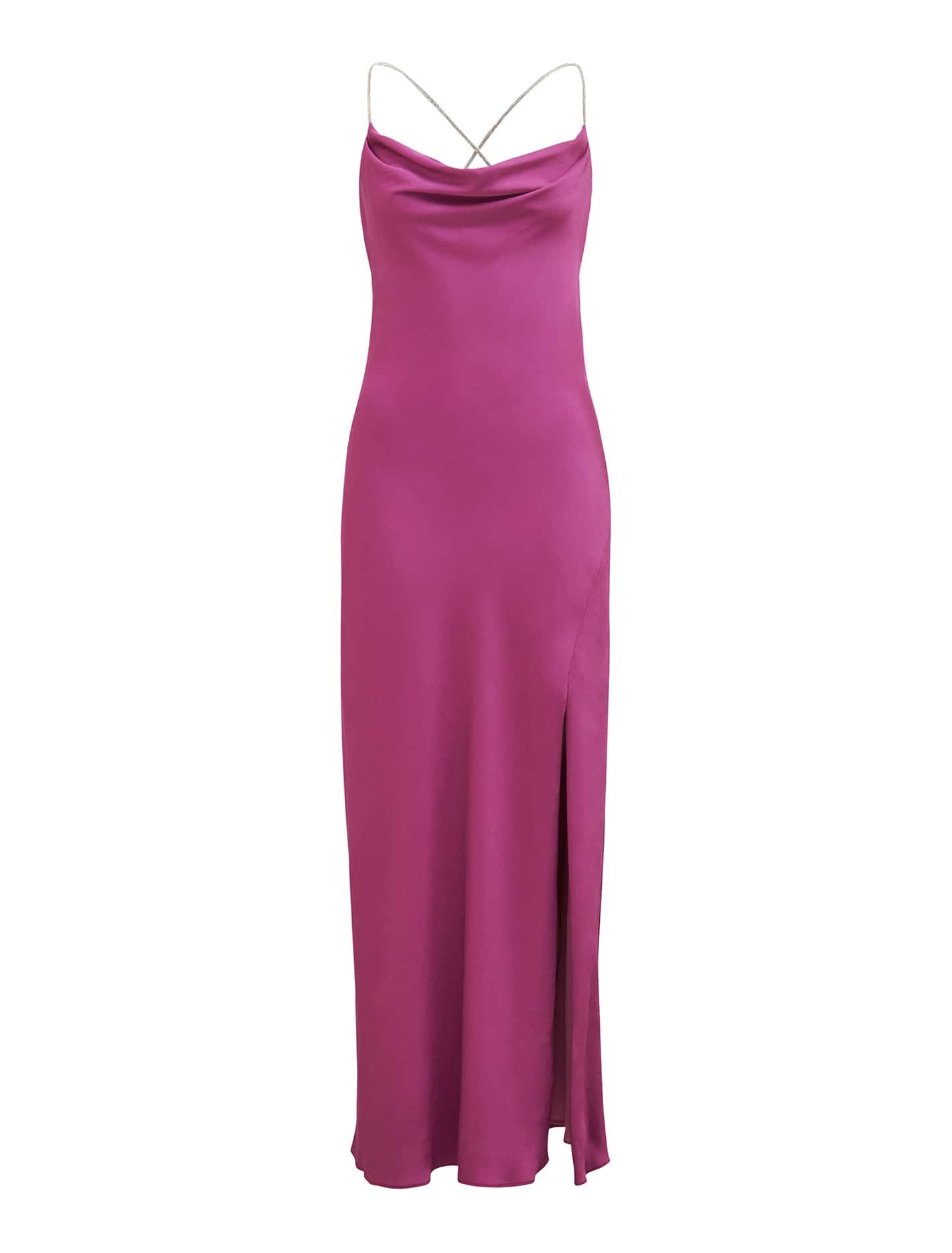 Hannah Diamante Strap Satin Dress Purple Orchid_mannequin