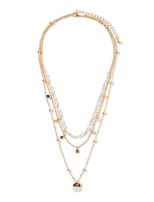 Frankie Fine Layered Charm Necklace Gold/Pearl_mannequin